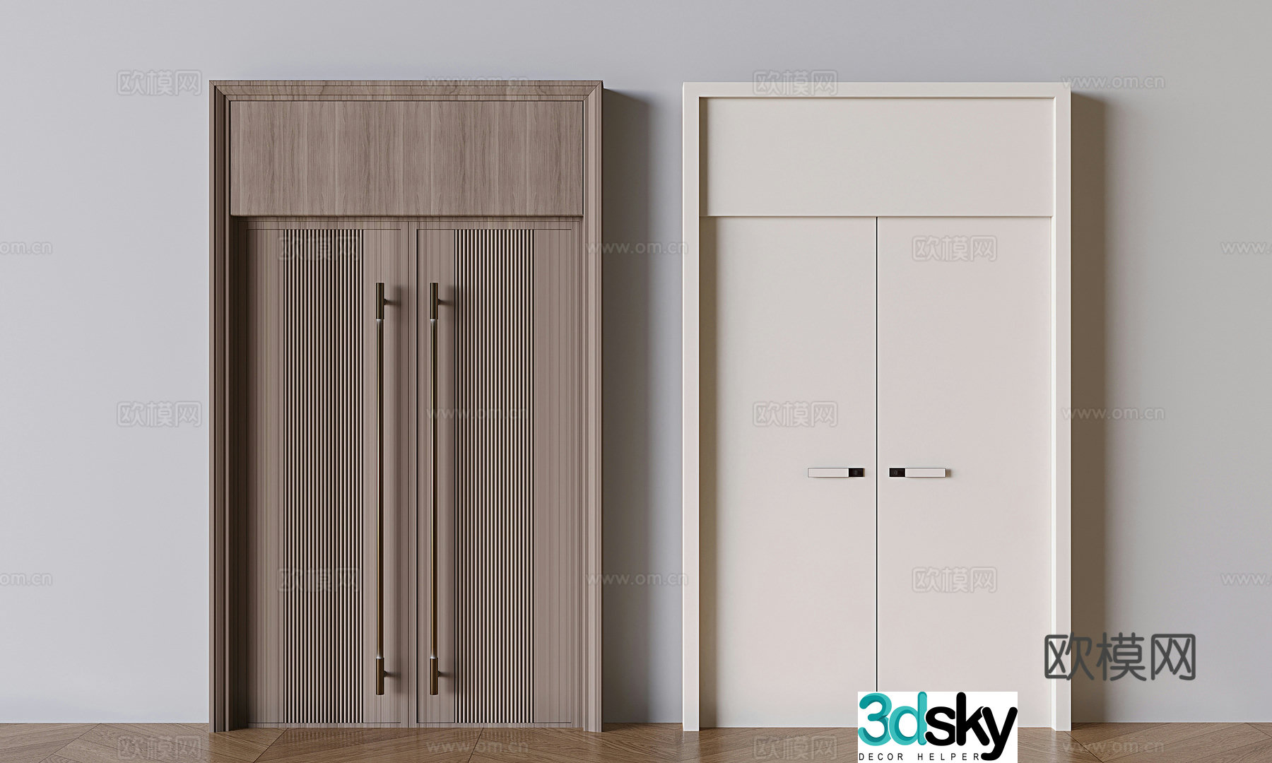 Modern double door double door 3d model