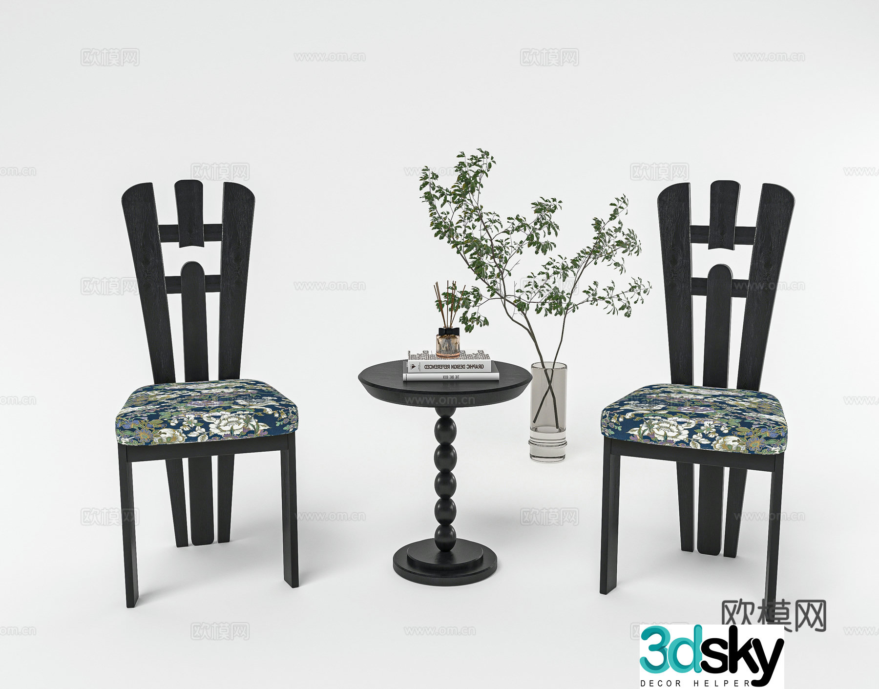 Medieval style chair dining chair 3d model