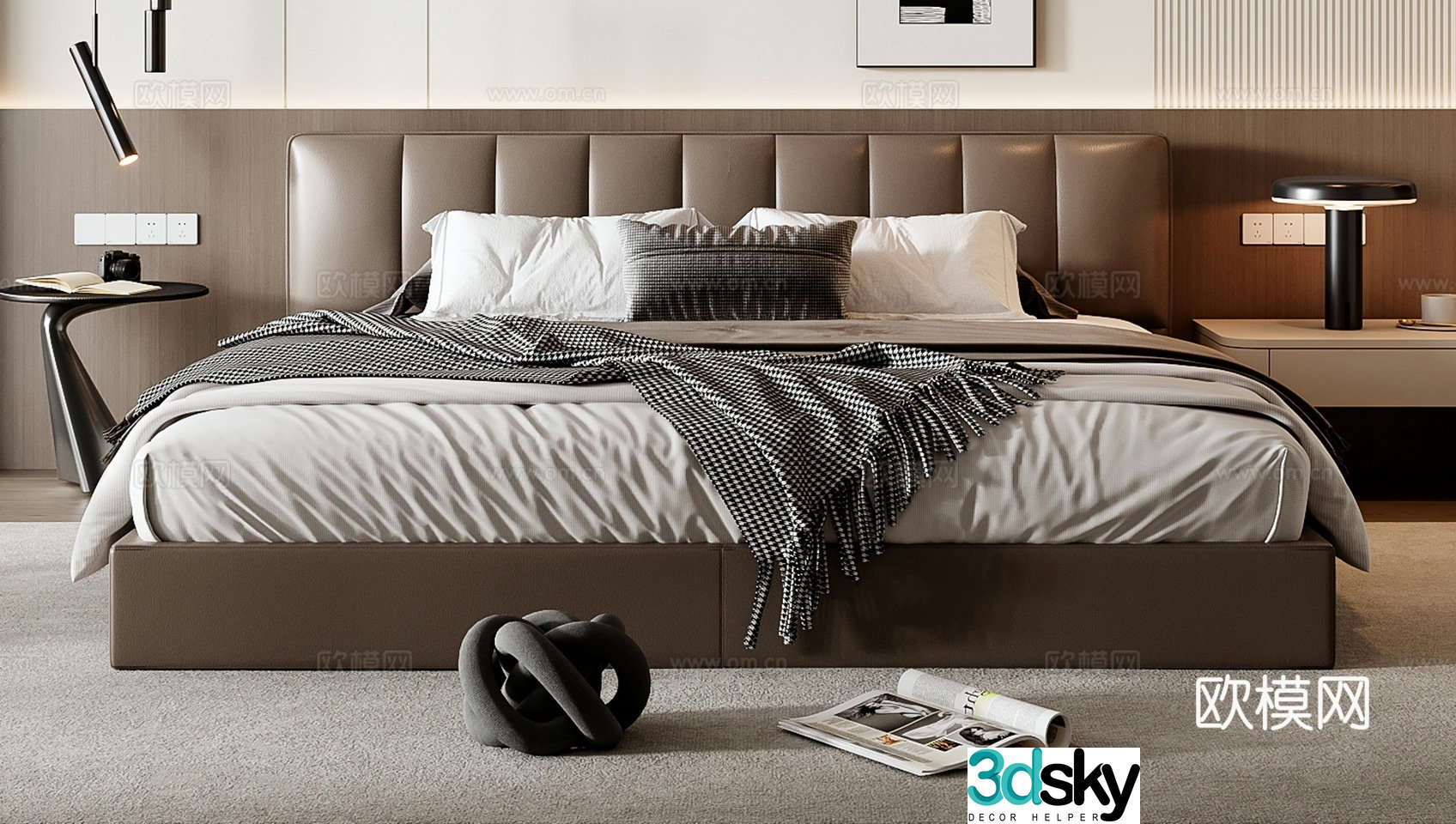 Italian double bed 3d model