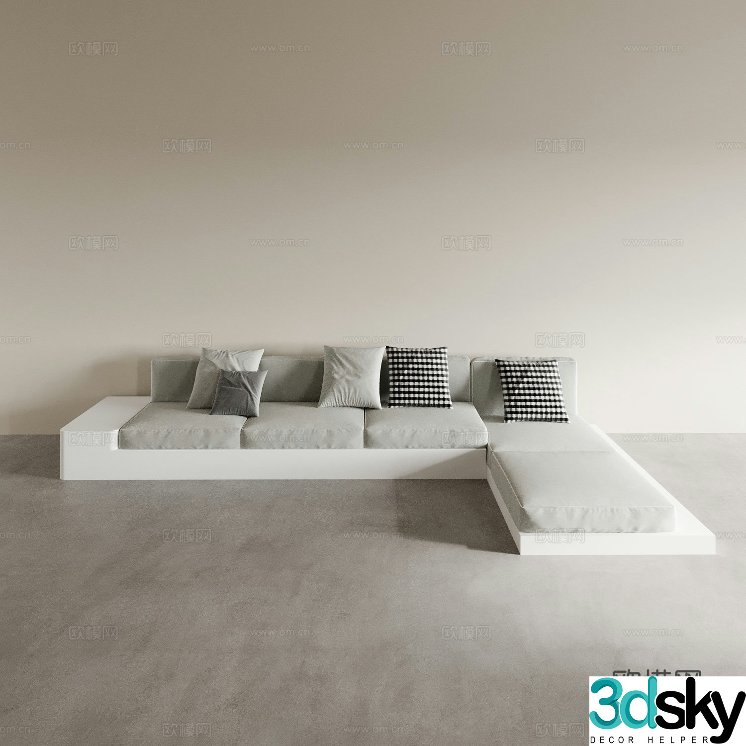 Modern corner sofa multi-person sofa 3d model