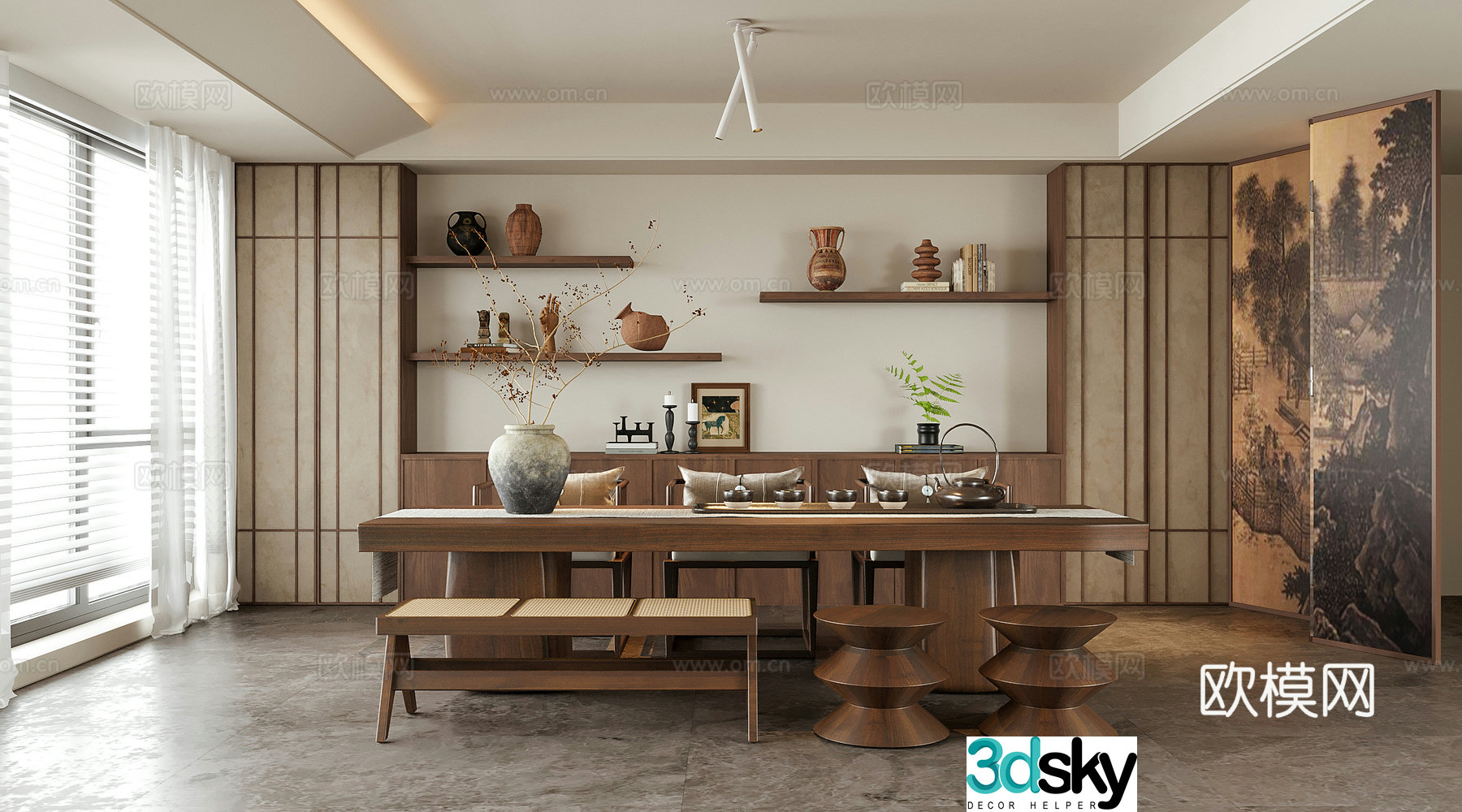 Wabi-sabi style tea room 3d model