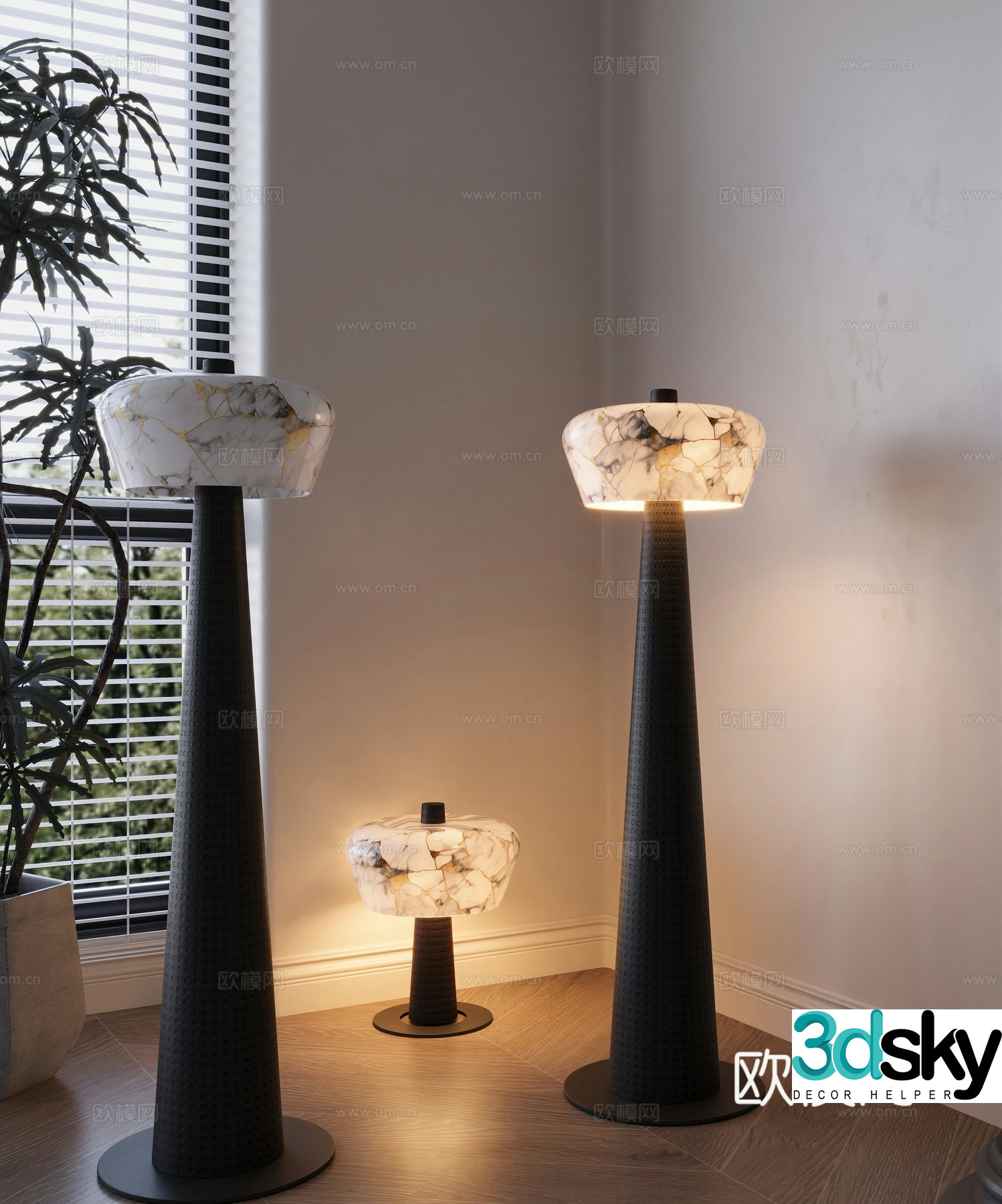 New Chinese style floor lamp 3d model