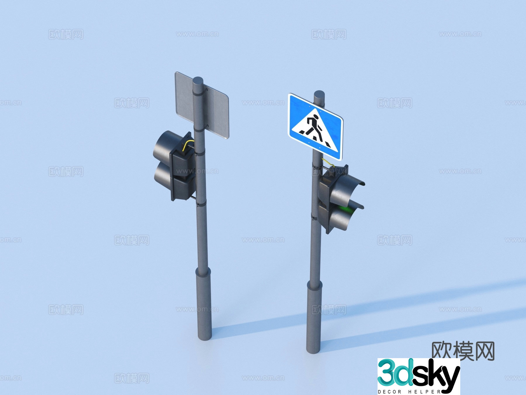 sign signal traffic light 3d model