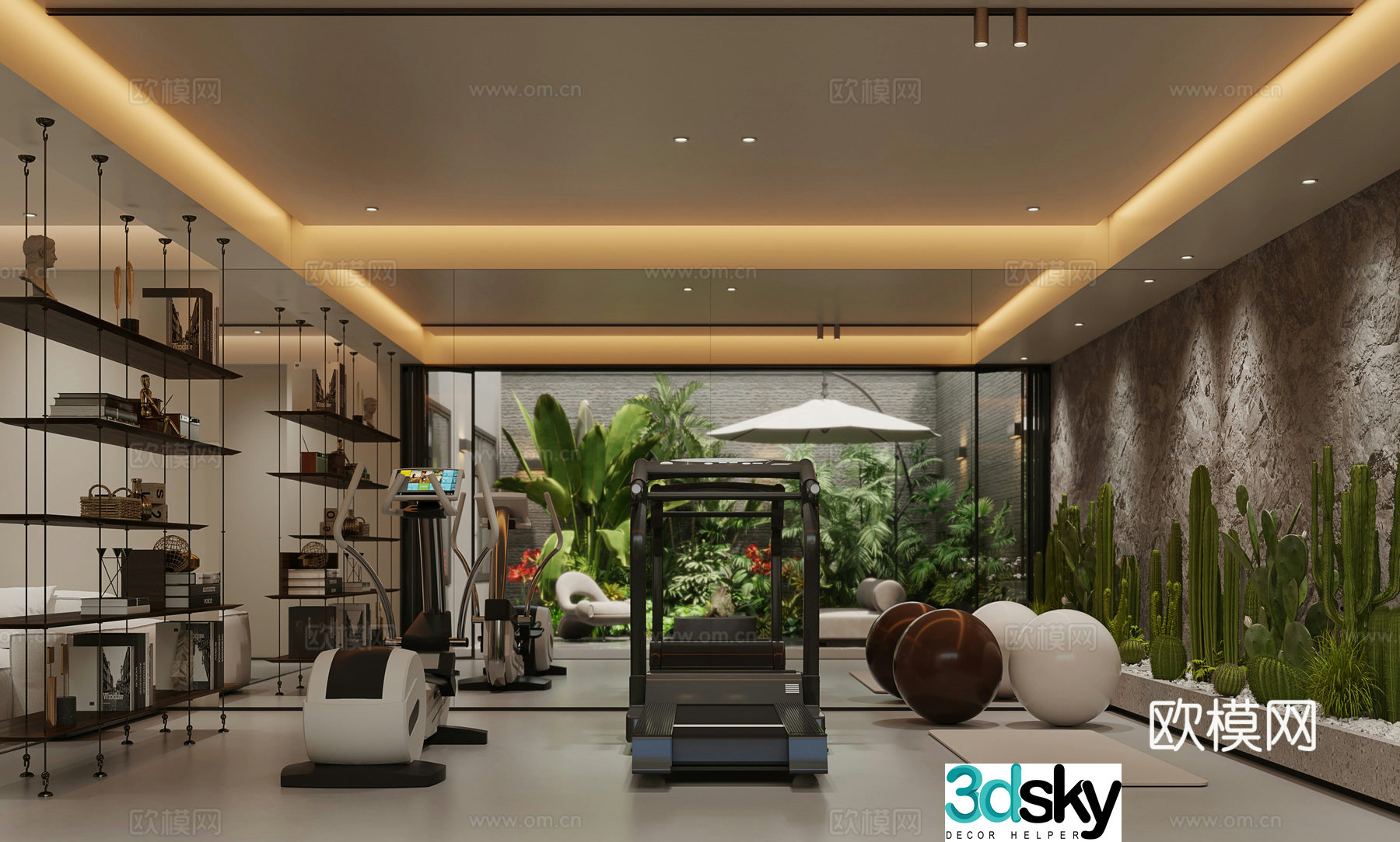 Modern basement entertainment area 3d model