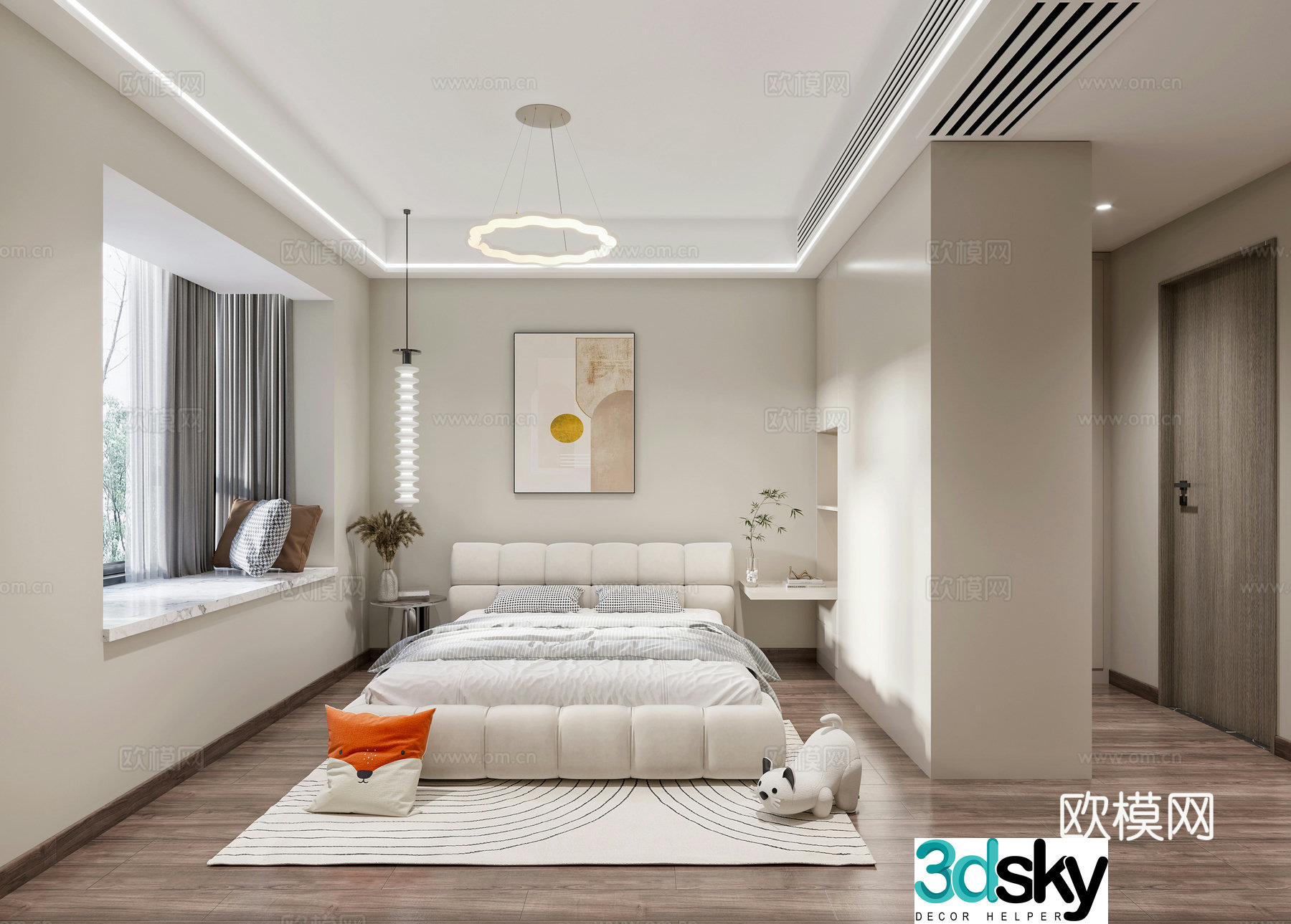 Cream style bedroom master bedroom 3d model