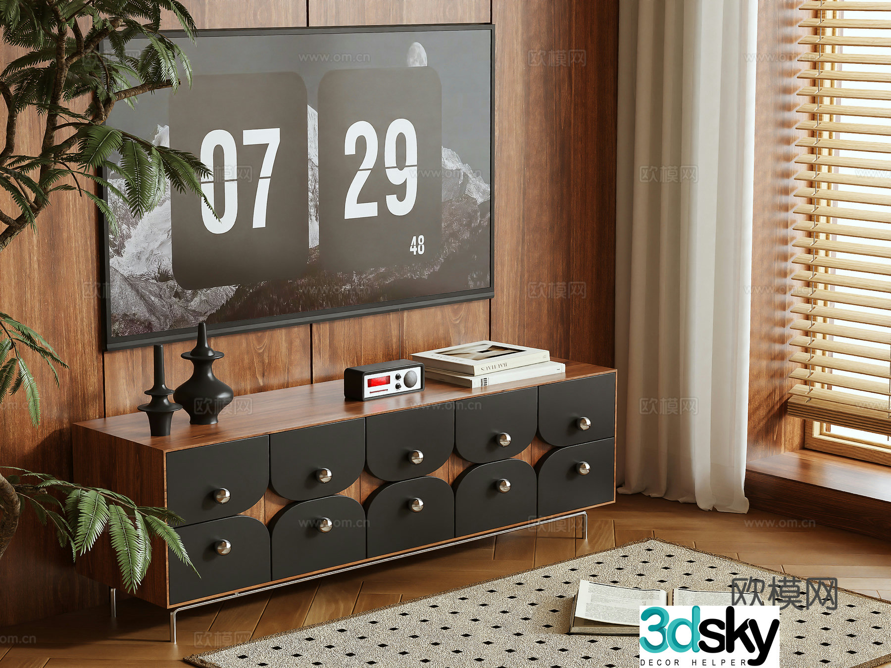 Medieval style TV cabinet 3D model