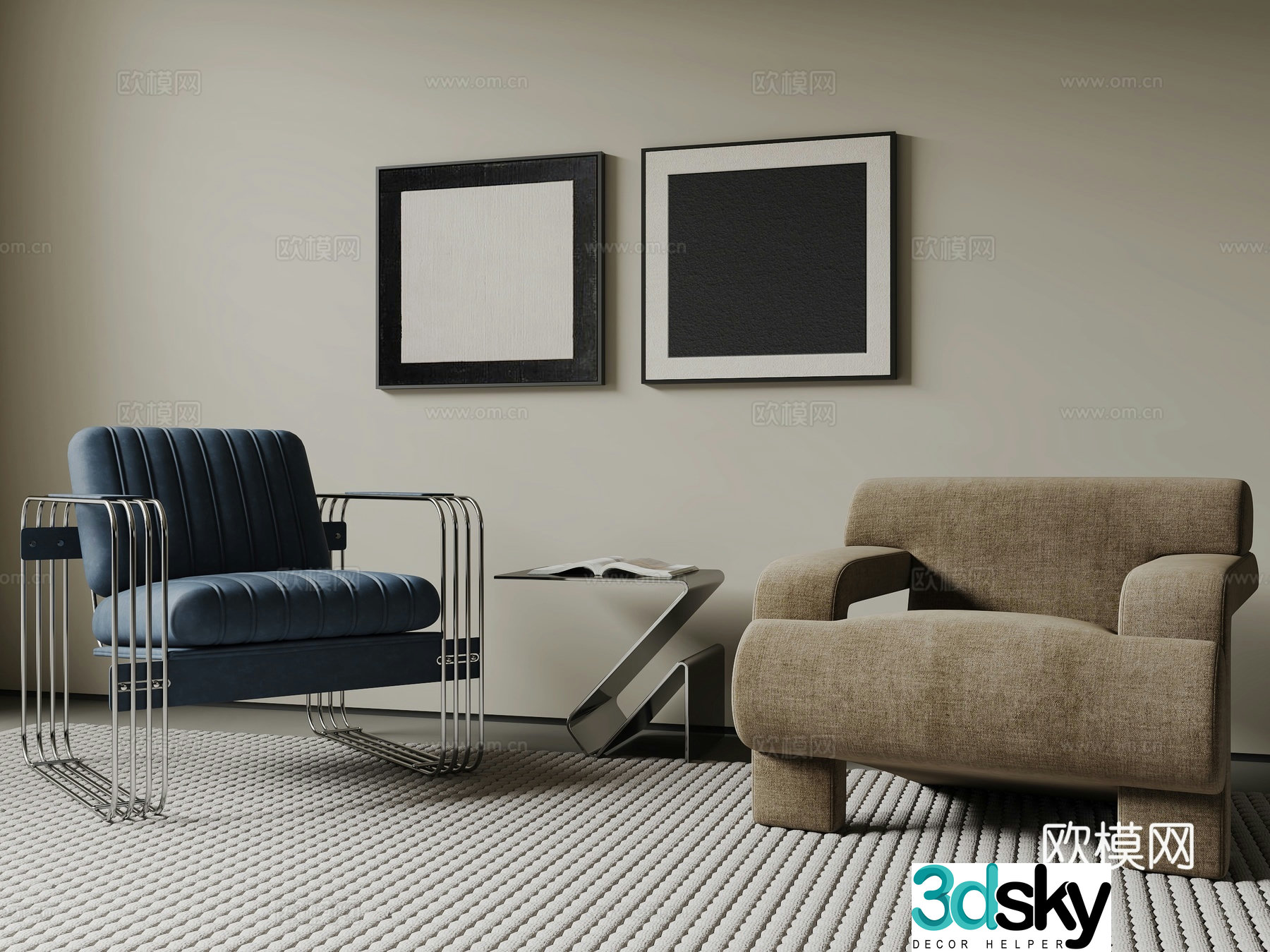 Modern sofa chair leisure chair 3d model