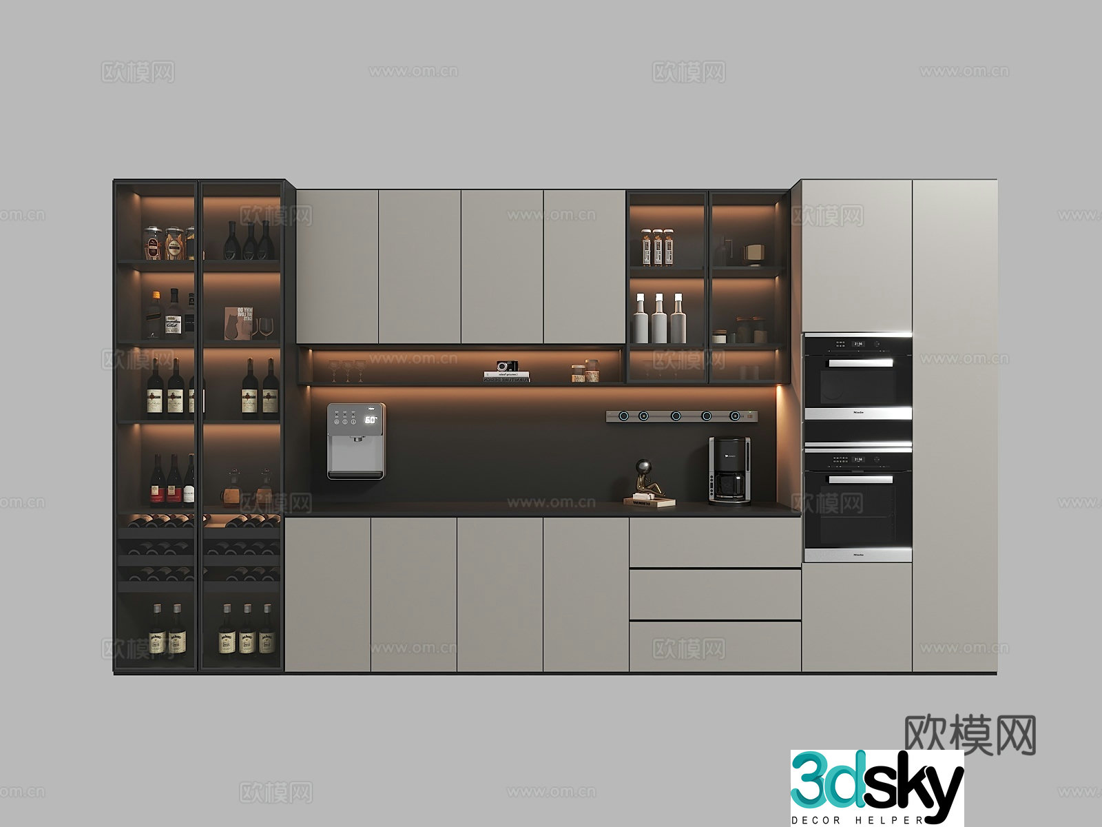 Italian wine cabinet sideboard 3d model