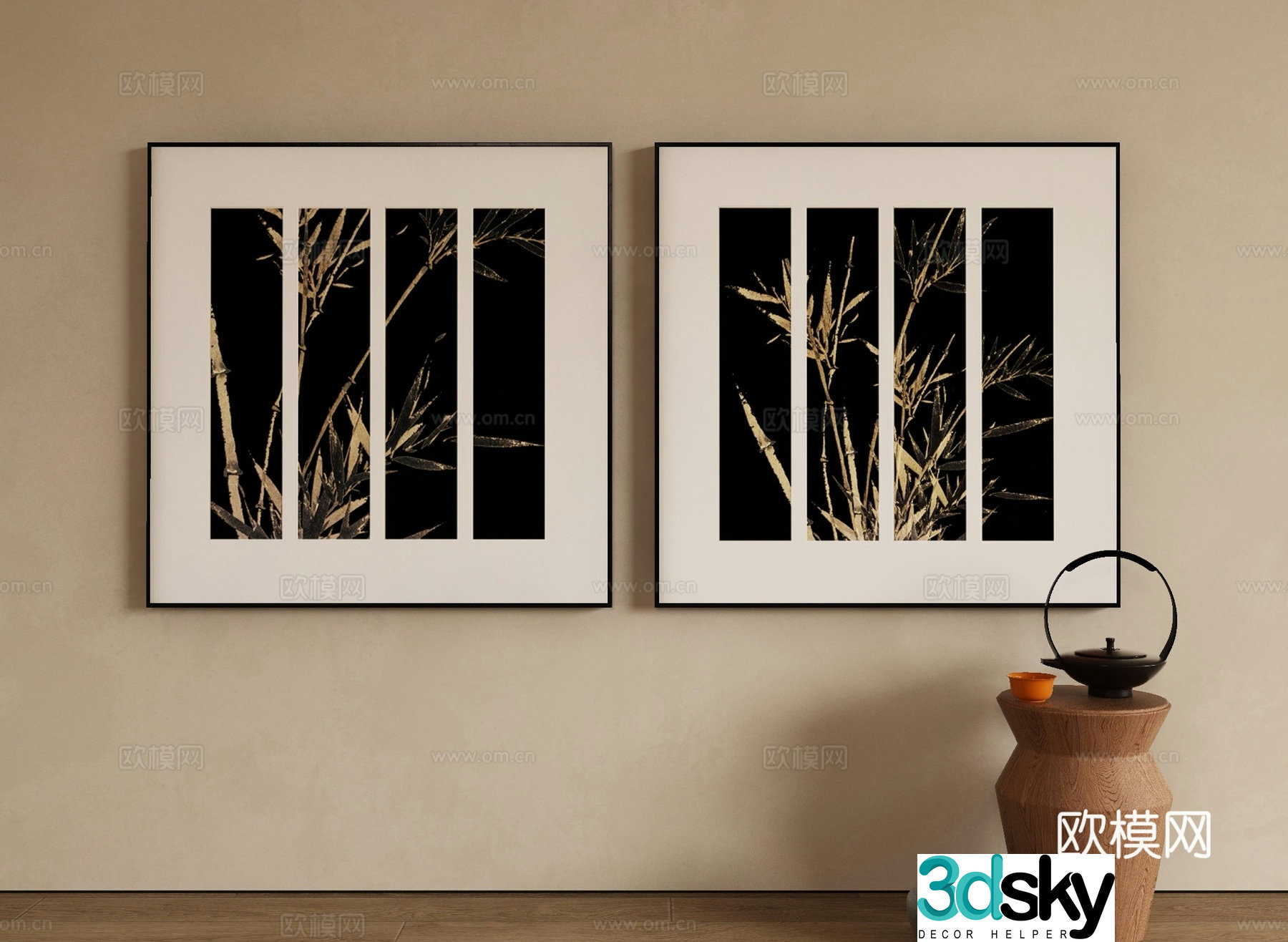 New Chinese style decorative painting art painting hanging painting 3d model