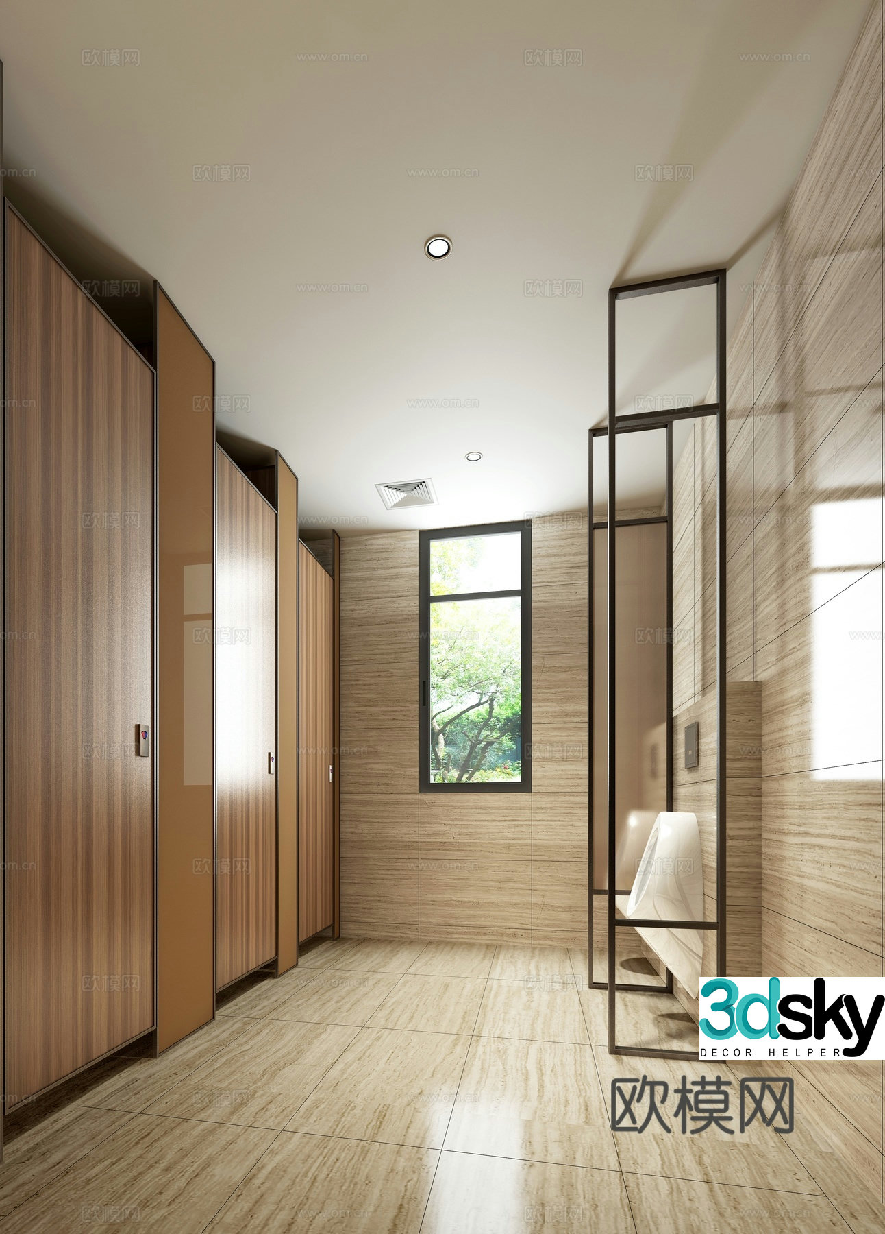 Modern public restroom 3d model