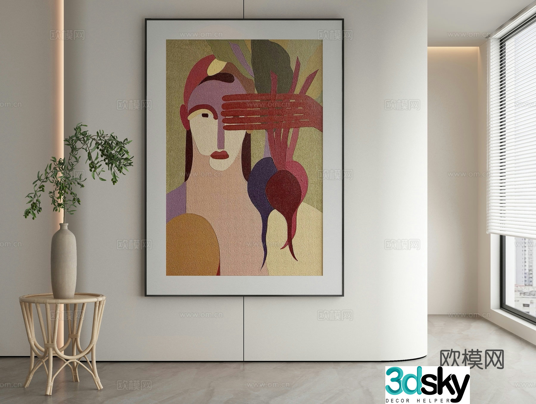 Modern decorative painting figure hanging painting 3d model