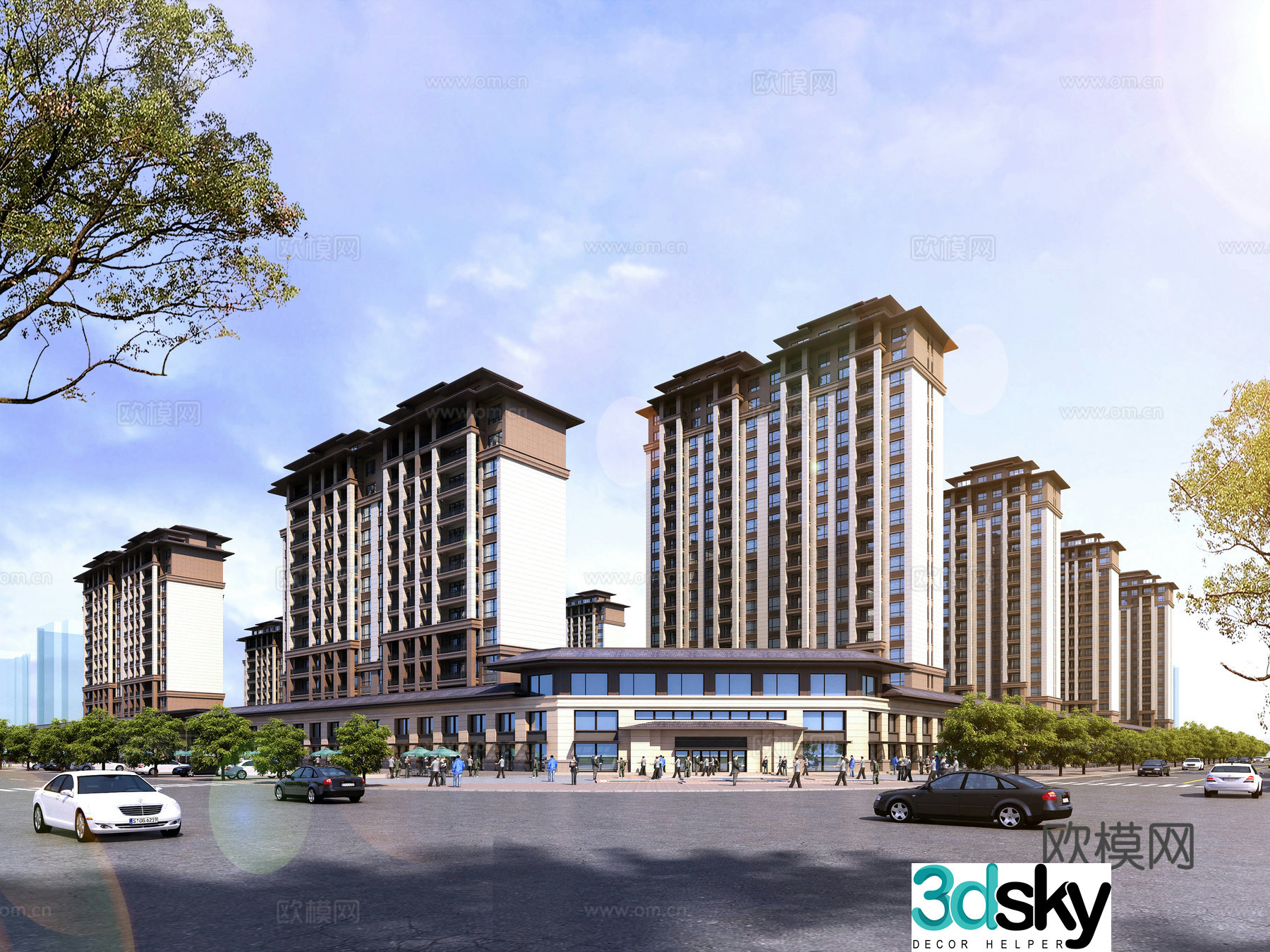 3D model of high-rise residential building exterior