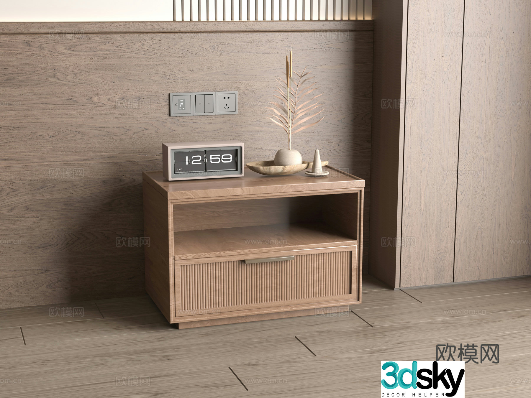 Medieval style bedside table 3d model