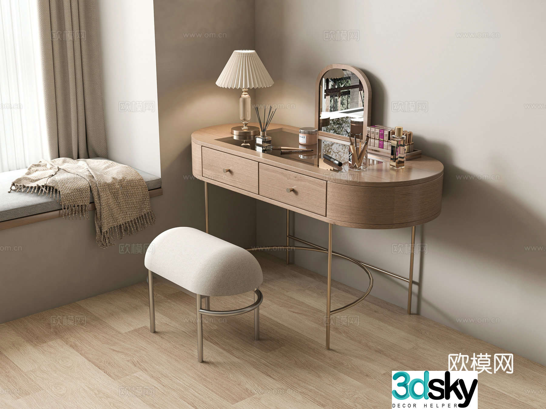 Medieval style dressing table 3d model