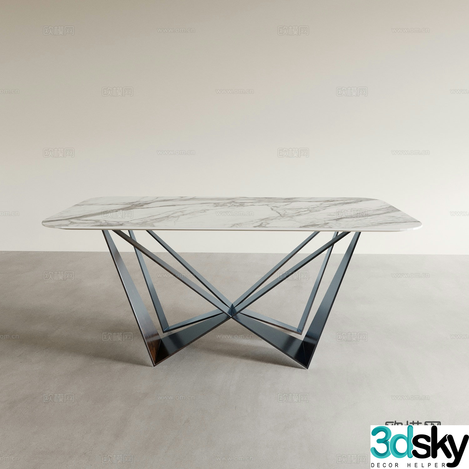 Modern dining table tea table desk long table square table 3d model