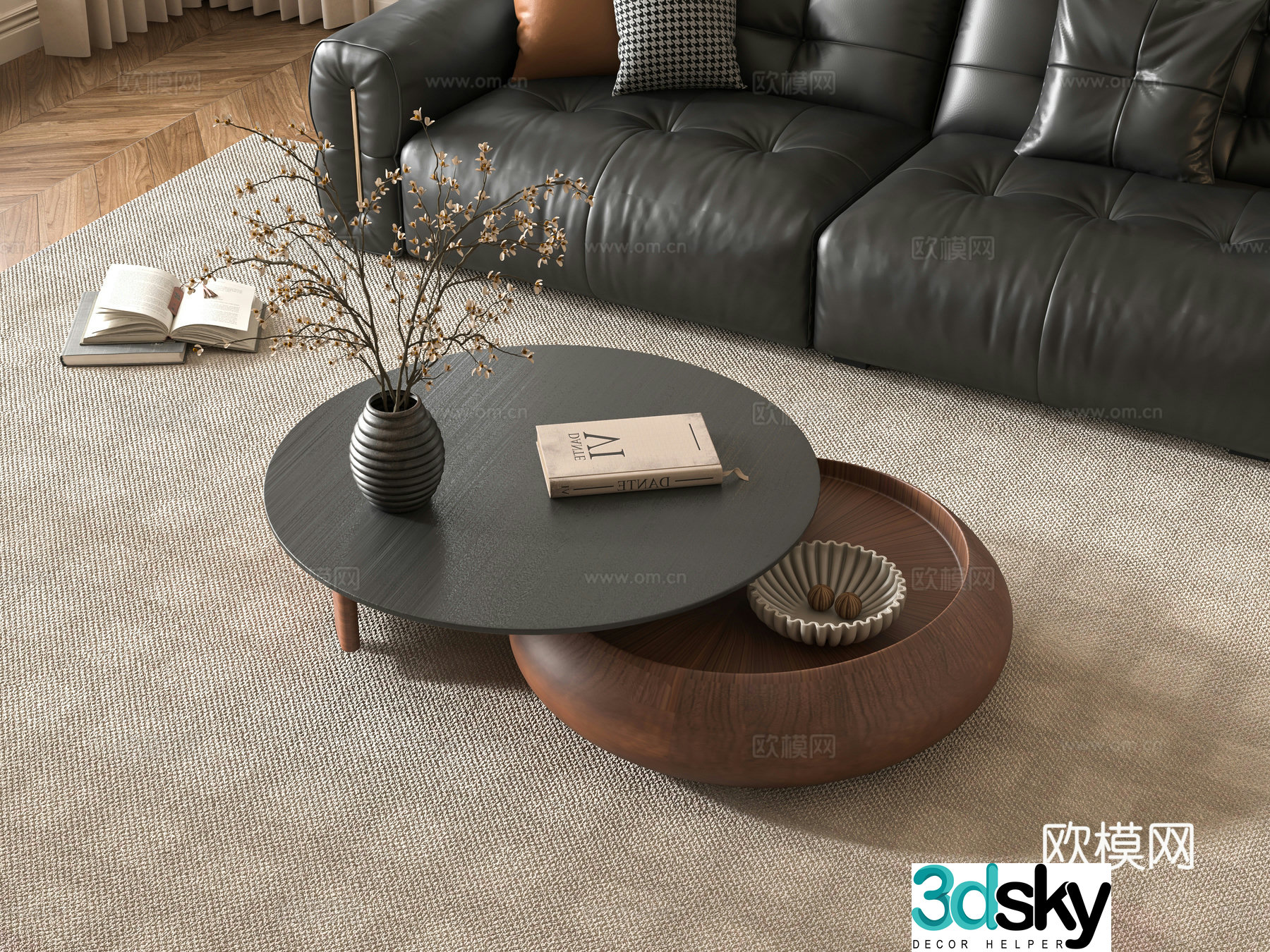Medieval style mother-in-law coffee table 3D model