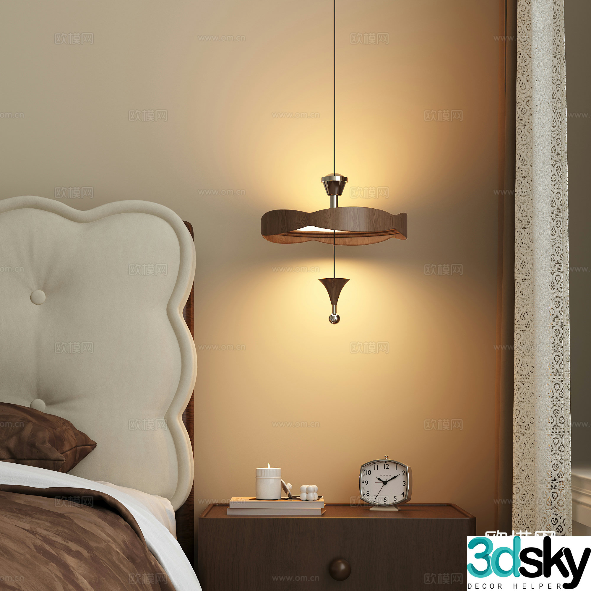 Modern bedside chandelier 3d model