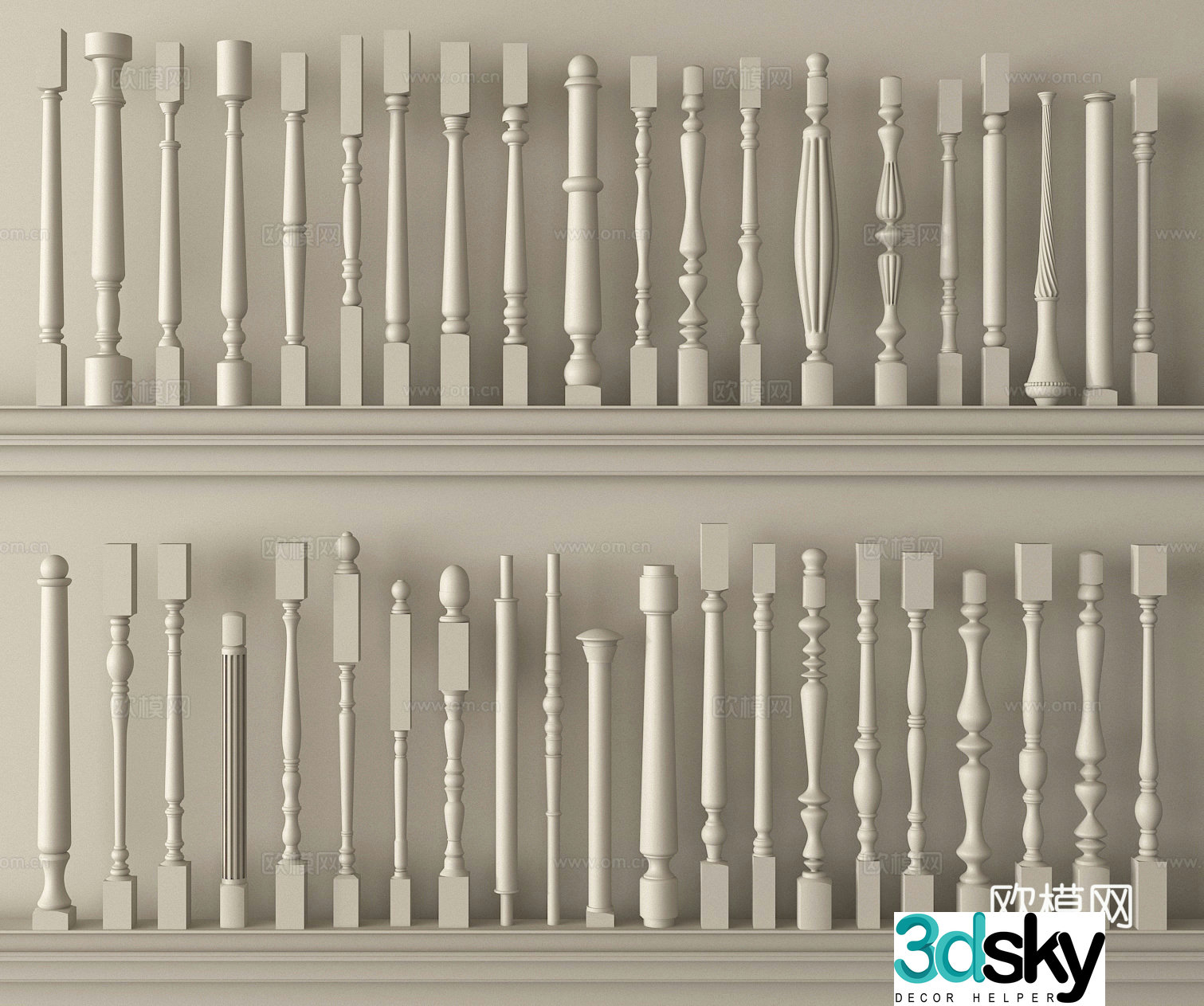 Simple European columns Aquarius columns railing columns guardrail columns handrail columns 3D model