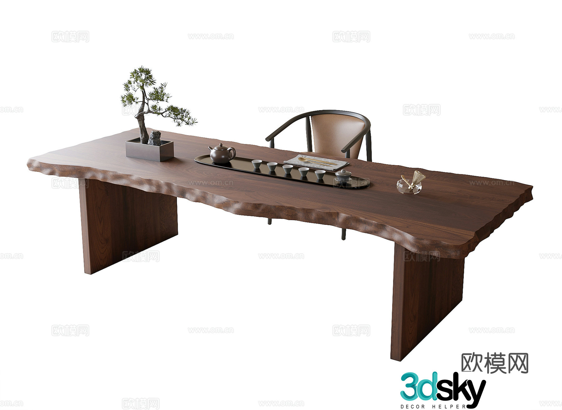 New Chinese style tea table and chairs large table tea table 3D model