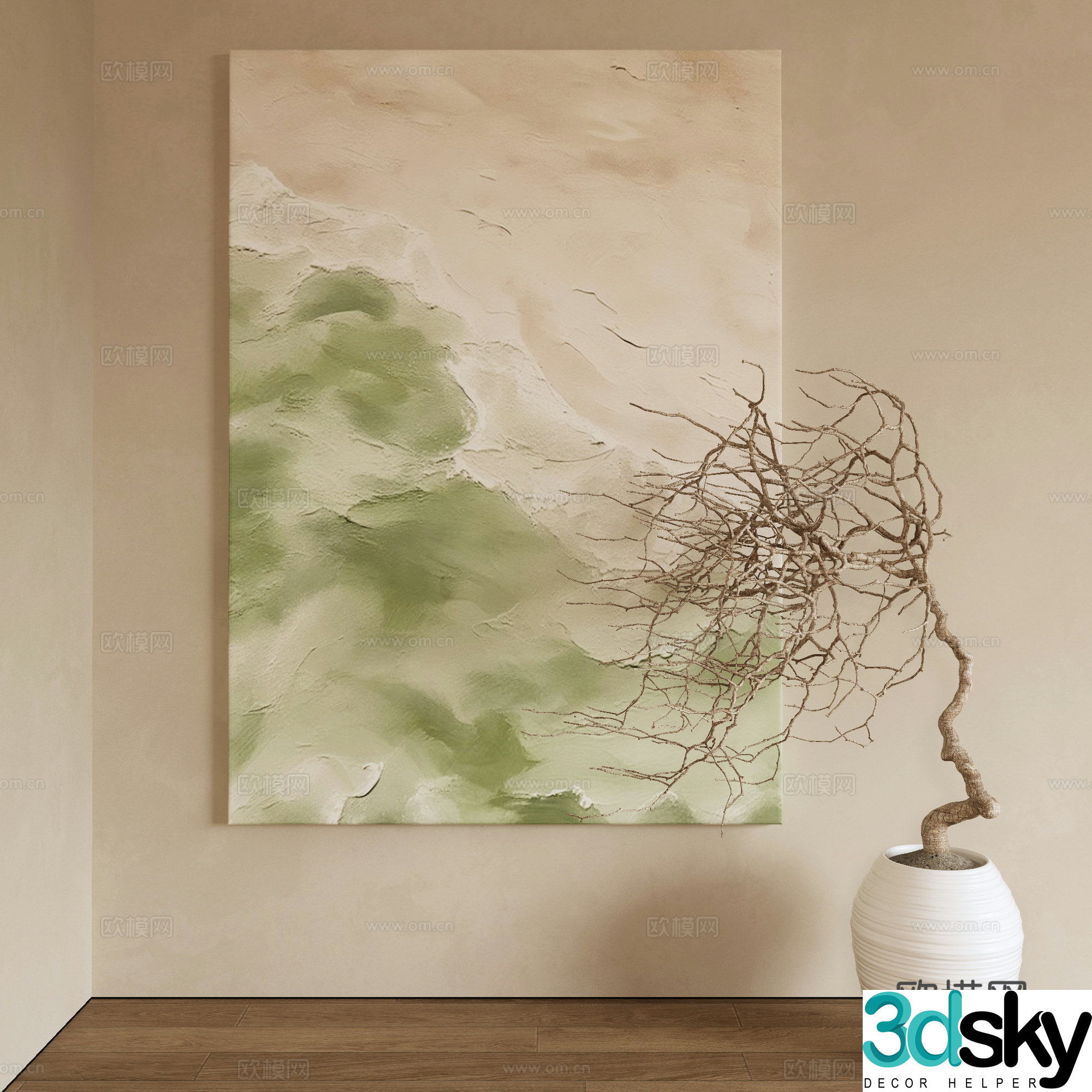 Modern decorative painting texture painting art painting 3d model