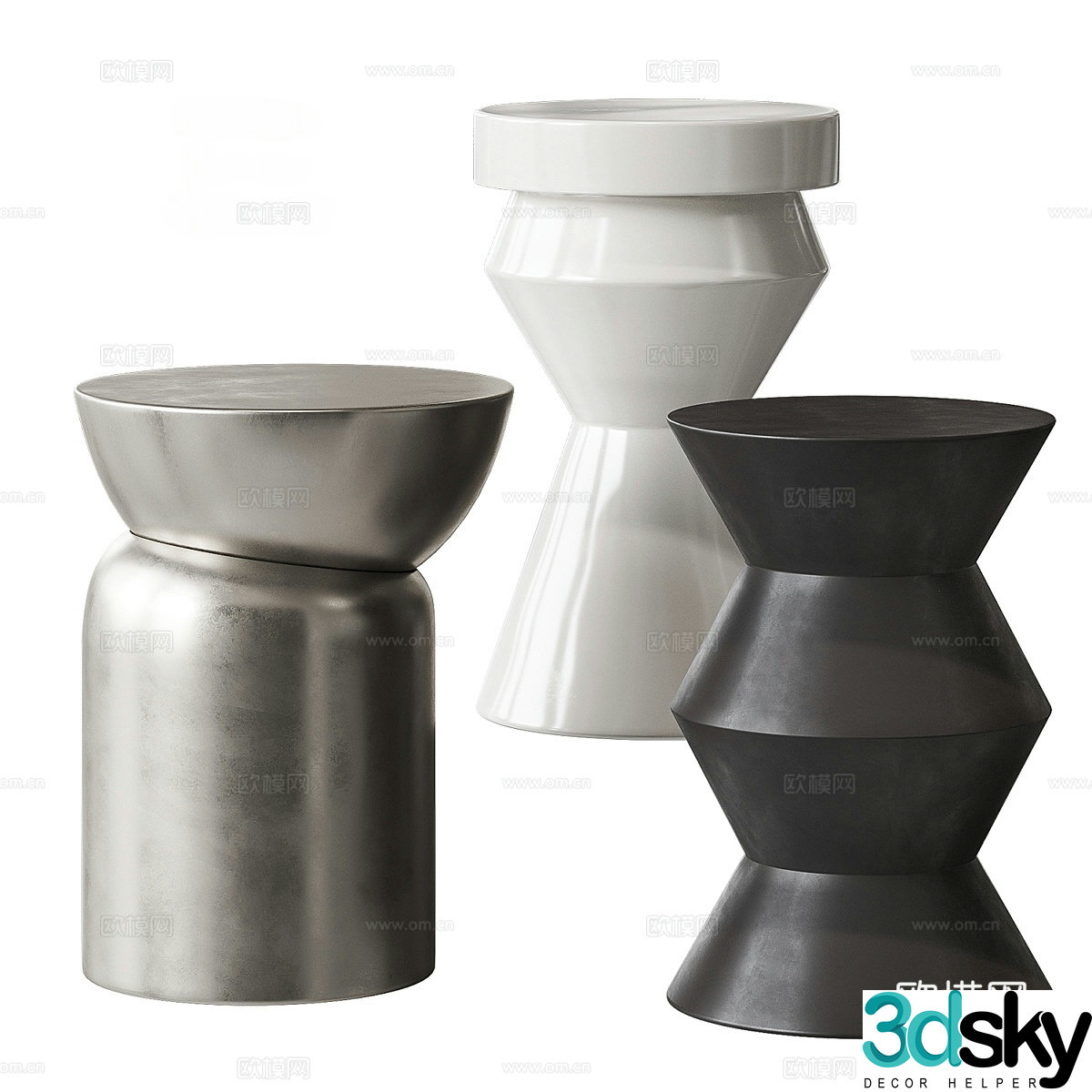 Modern corner table side table round table table table 3D model