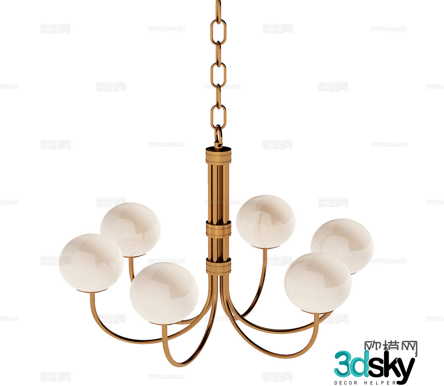 Light luxury multi-head chandelier 3D model