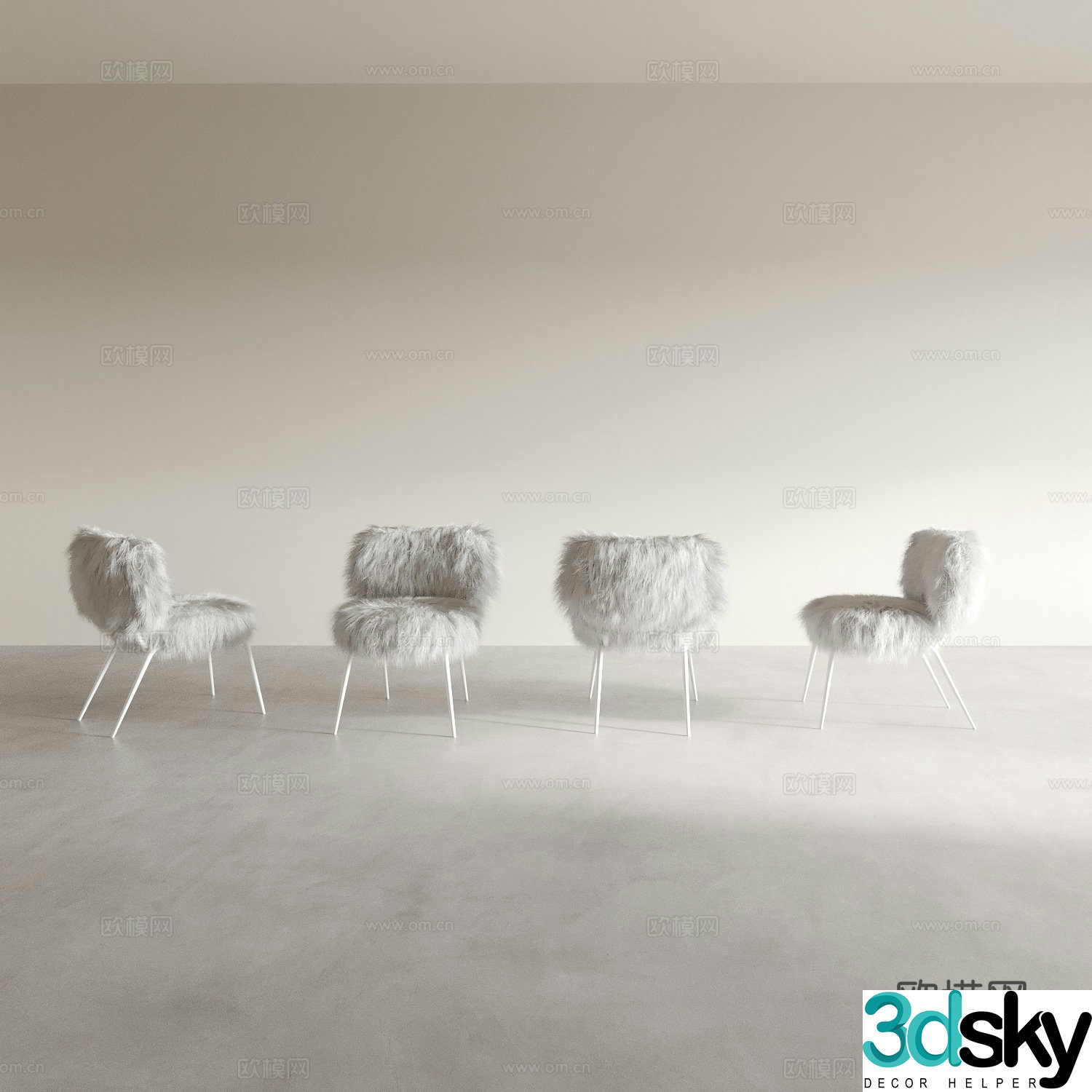 Modern plush chair dining chair 3d model