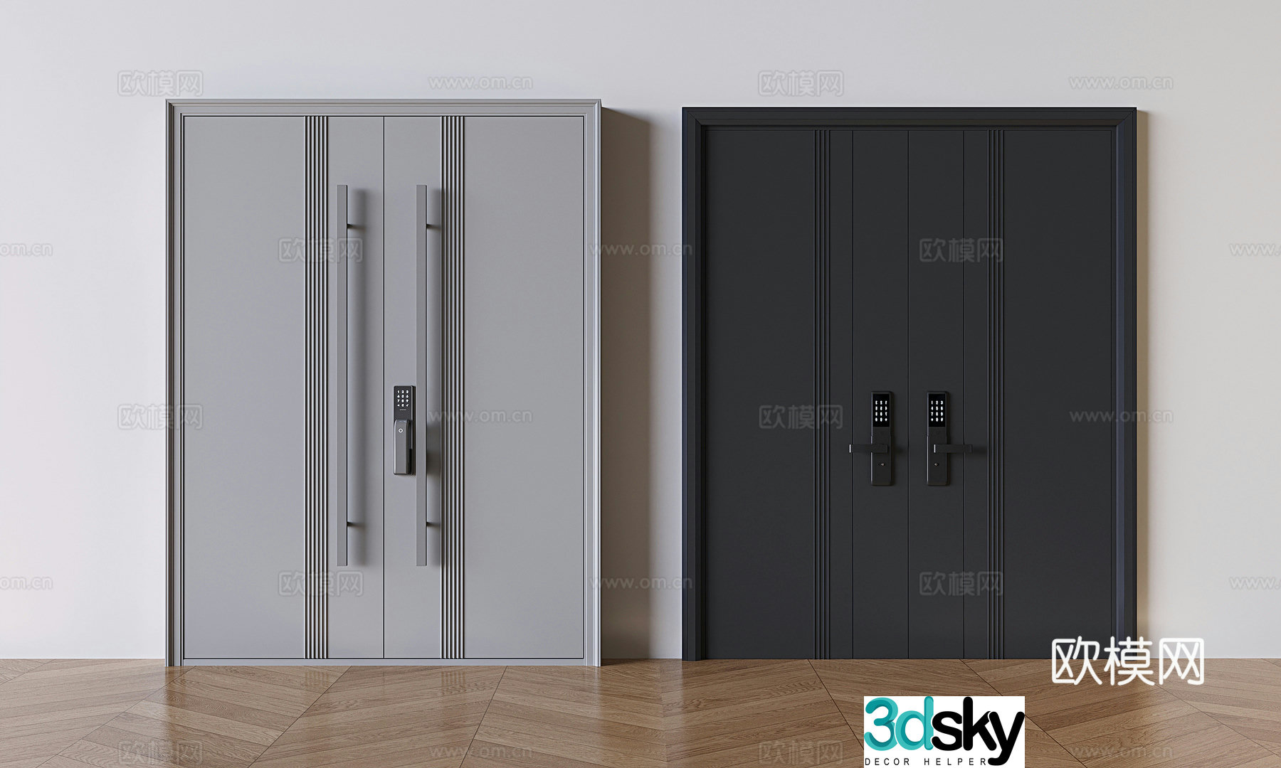 Entrance door double door double door security door 3d model