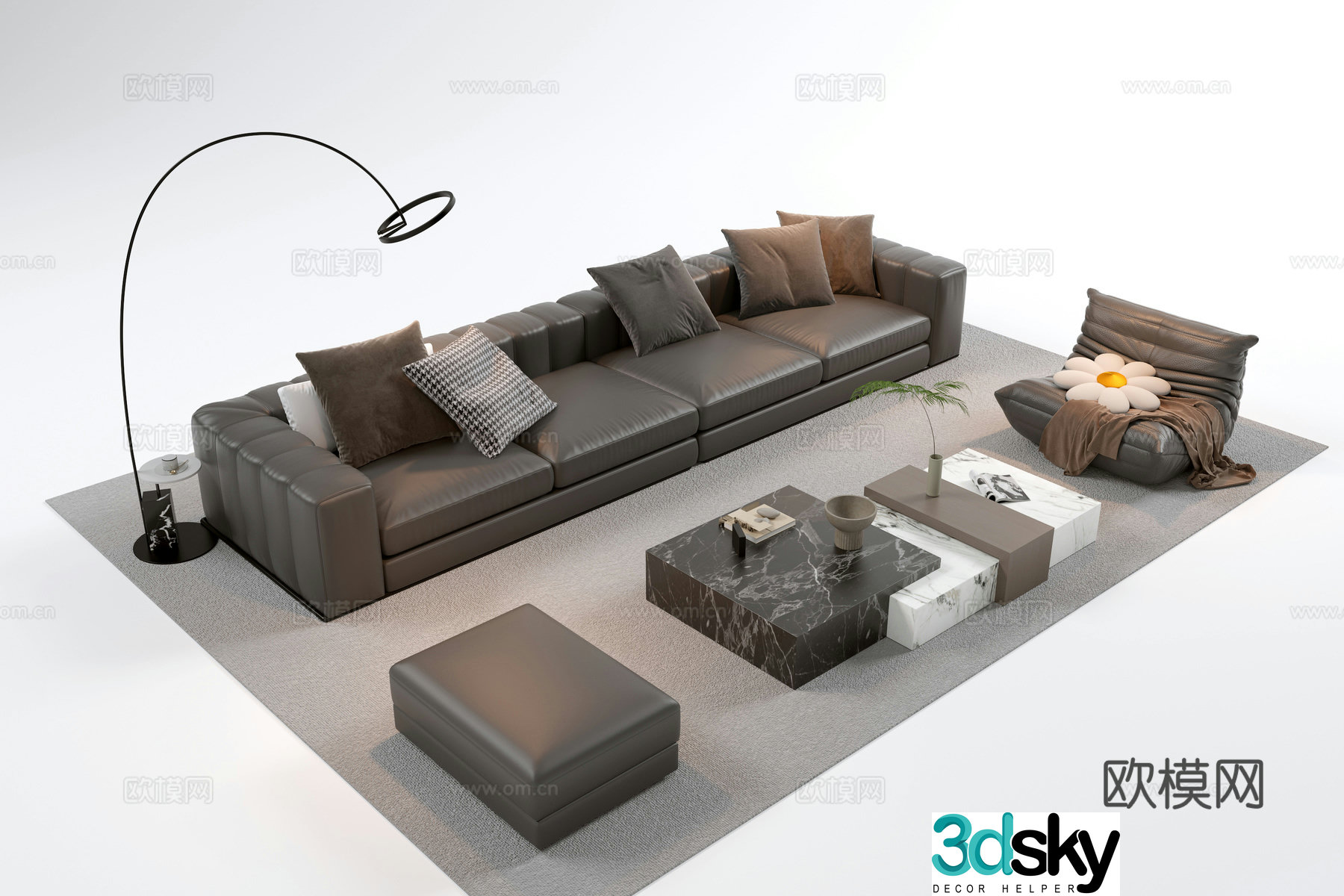 Italian sectional sofa 3d model