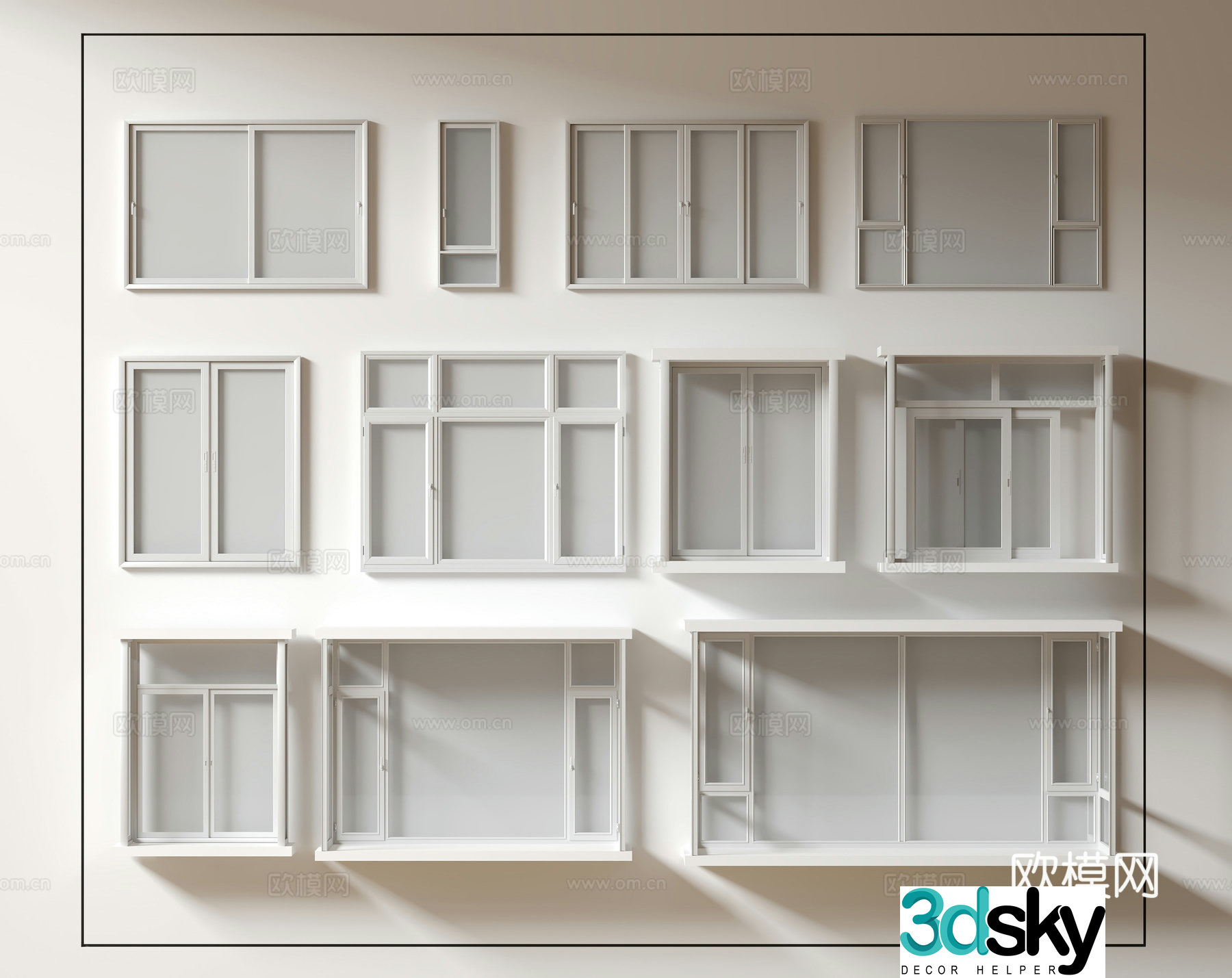 Modern windows glass windows floor-to-ceiling windows balcony windows bay windows sliding windows 3d model