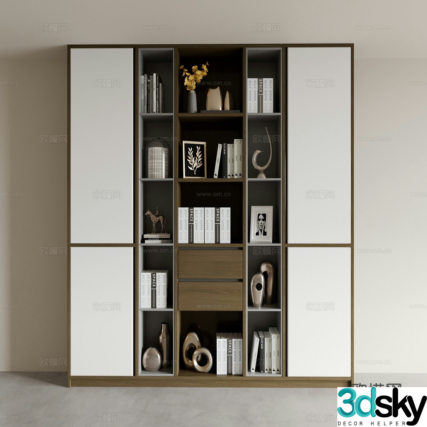Modern bookcase display cabinet storage cabinet 3d model