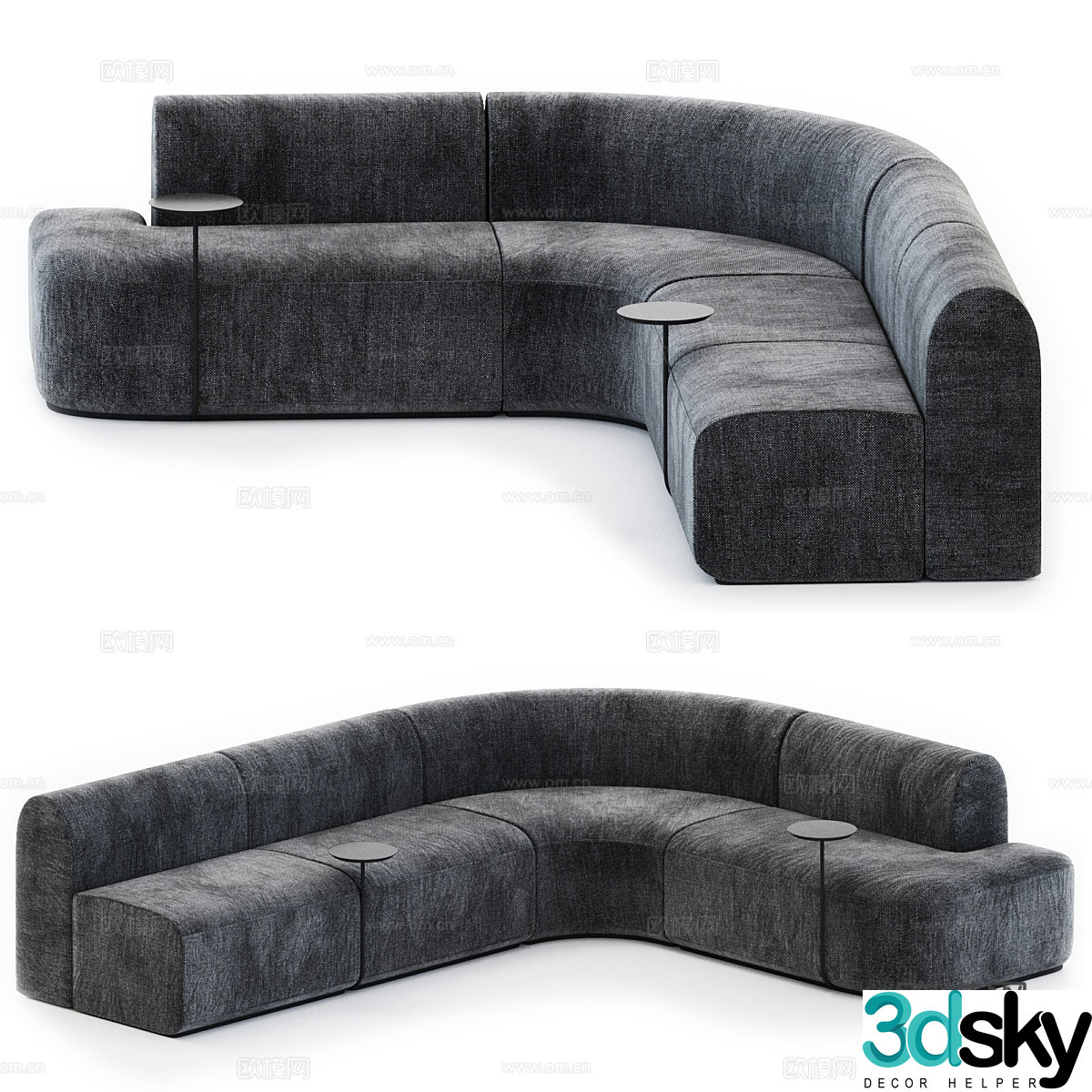 Card seat sofa curved sofa 3d model