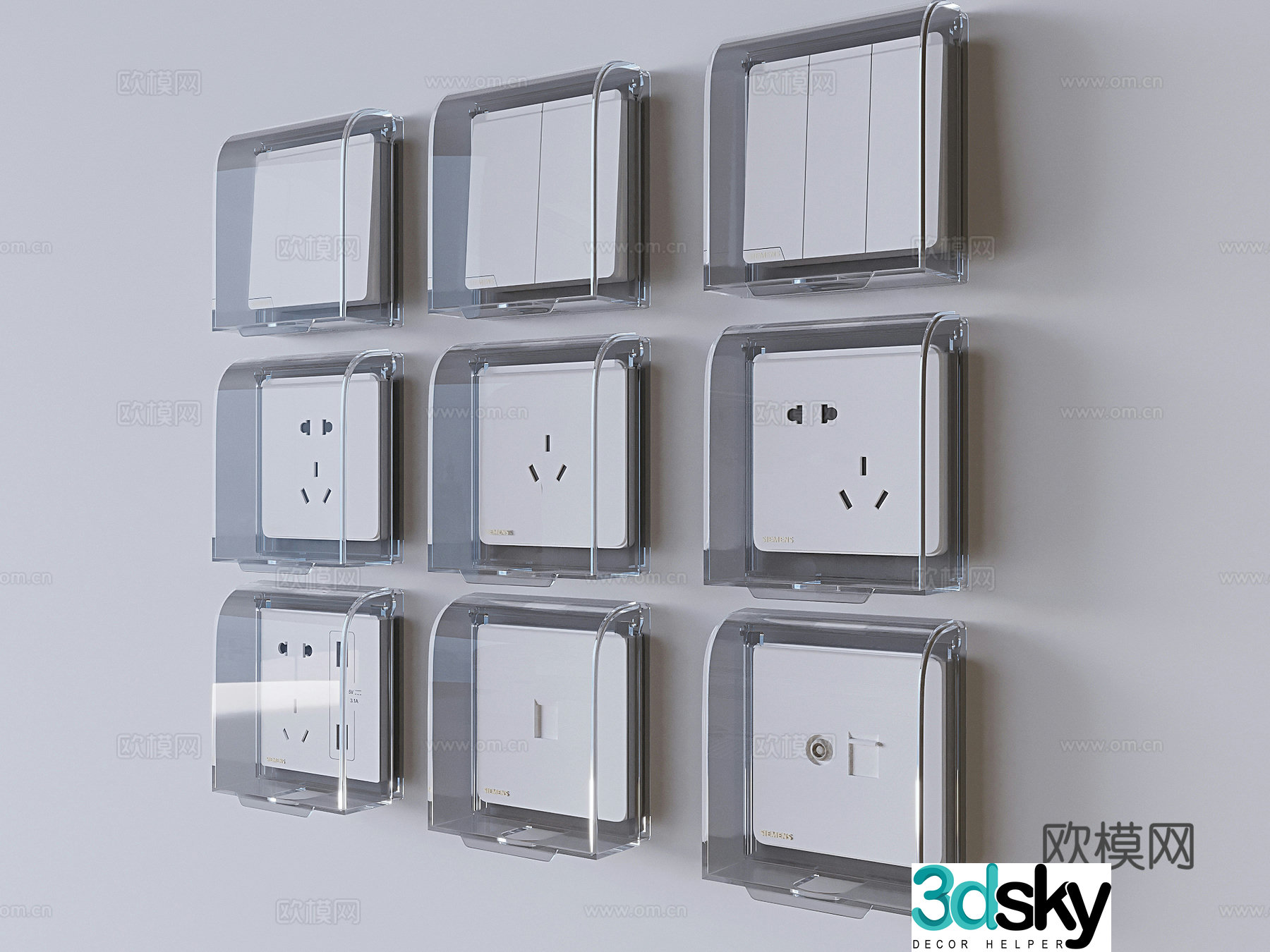 Switch socket panel waterproof switch socket box 3d model
