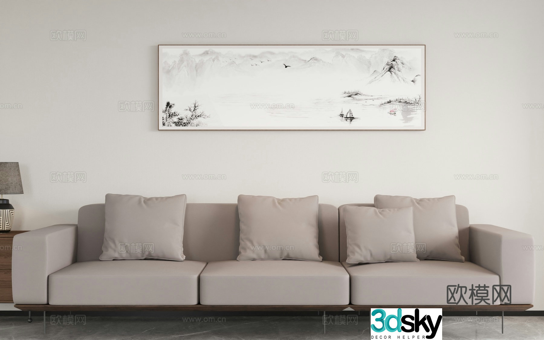 Three seater sofa upholstered sofa 3d model