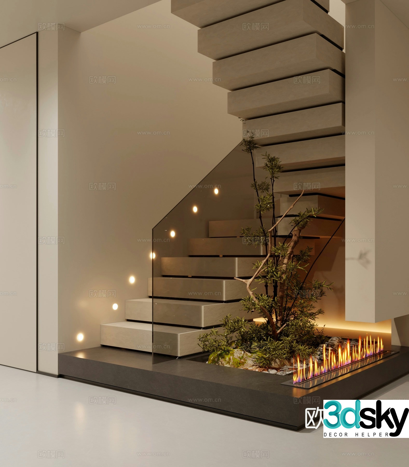 Modern stairwell 3d model