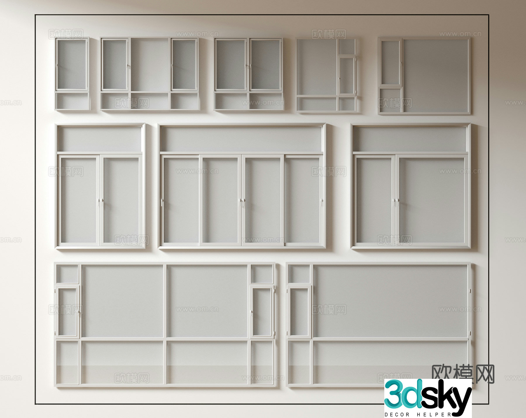 Modern windows floor-to-ceiling windows balcony windows sliding windows 3d model