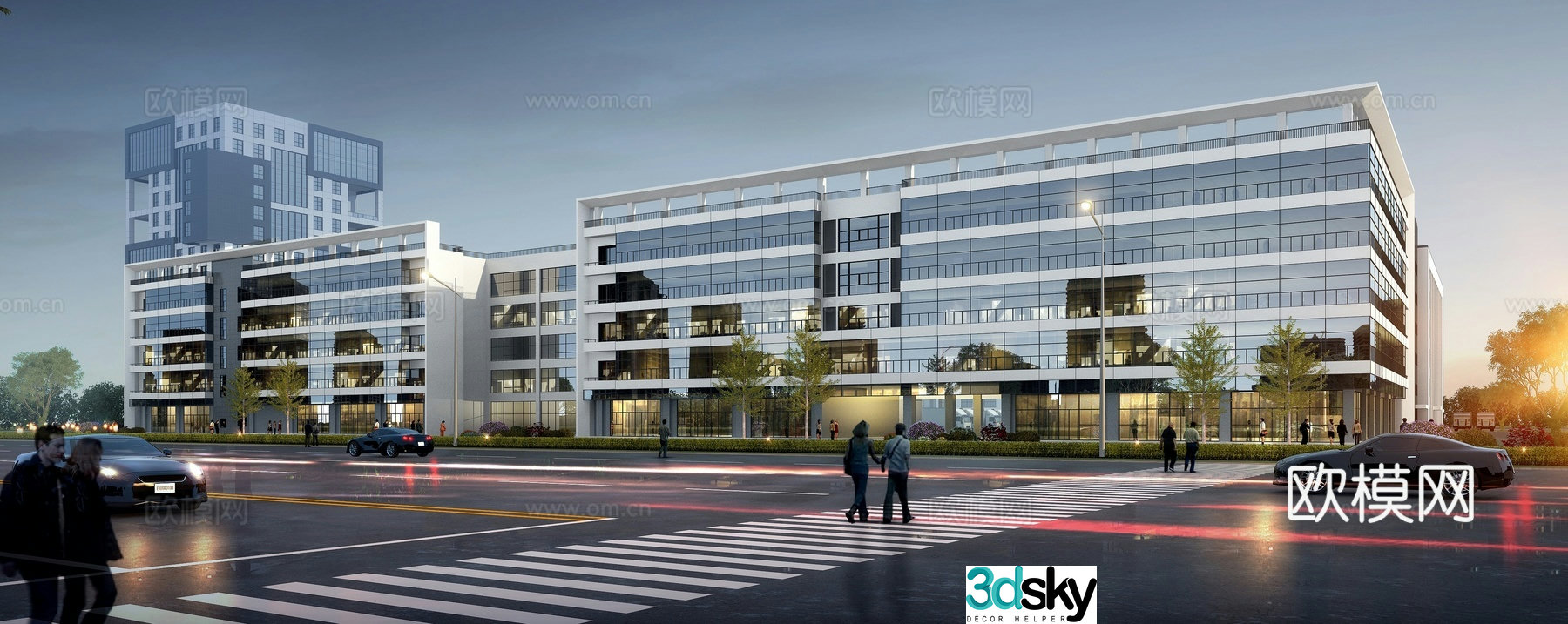 Office building exterior commercial complex 3d model