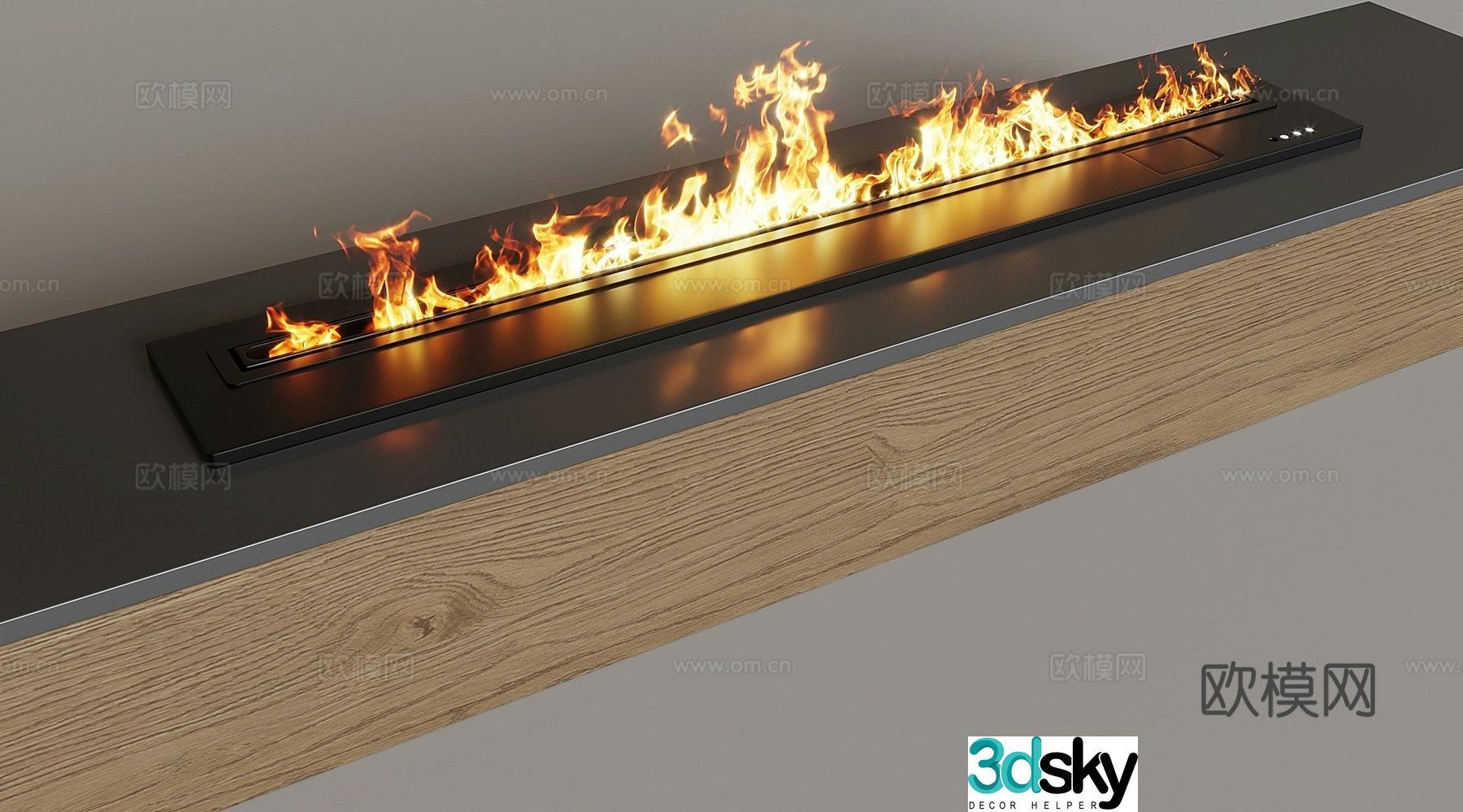 Smart electronic fireplace built-in fireplace 3d model