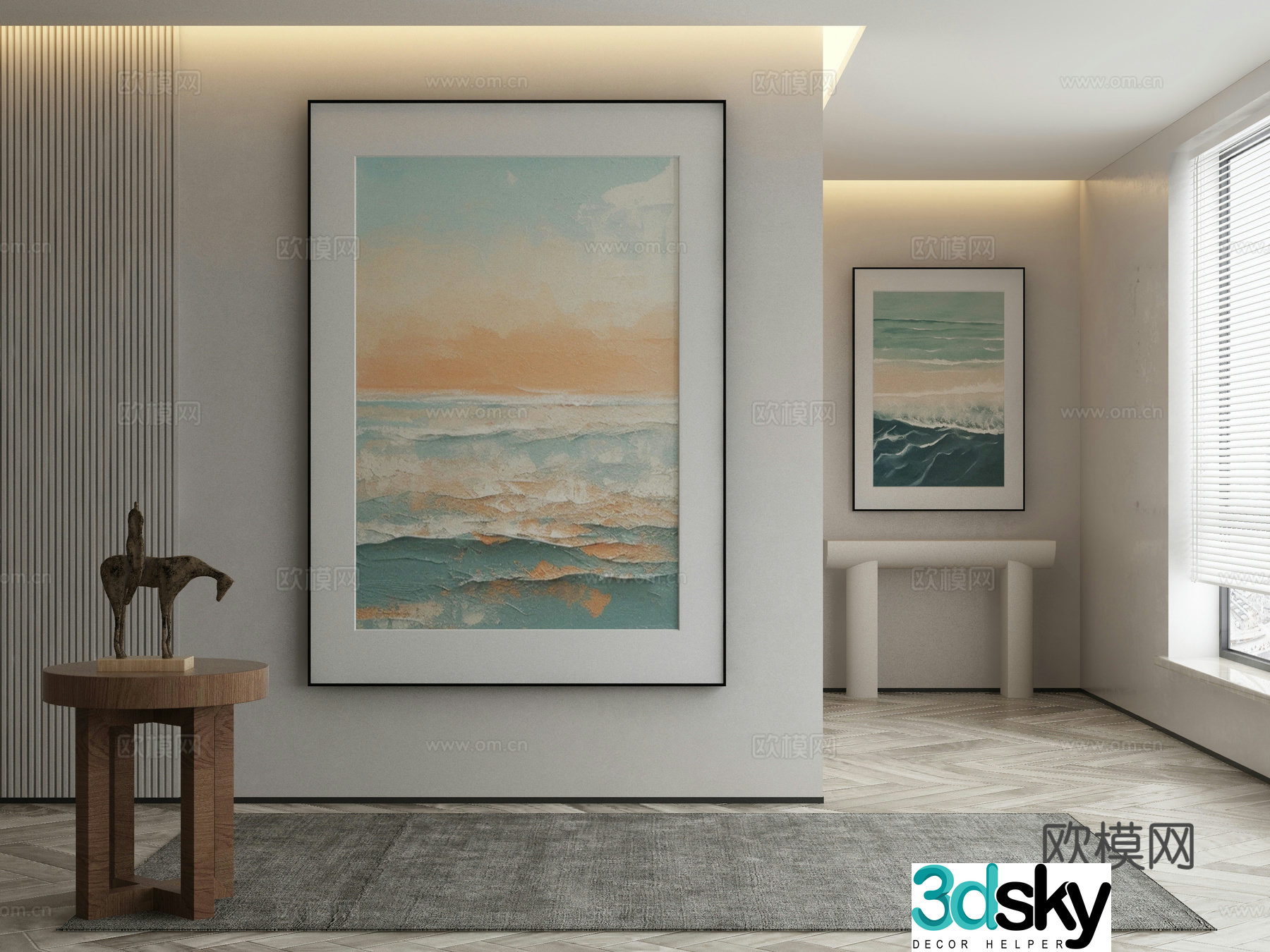 Modern decorative painting landscape painting texture painting 3d model