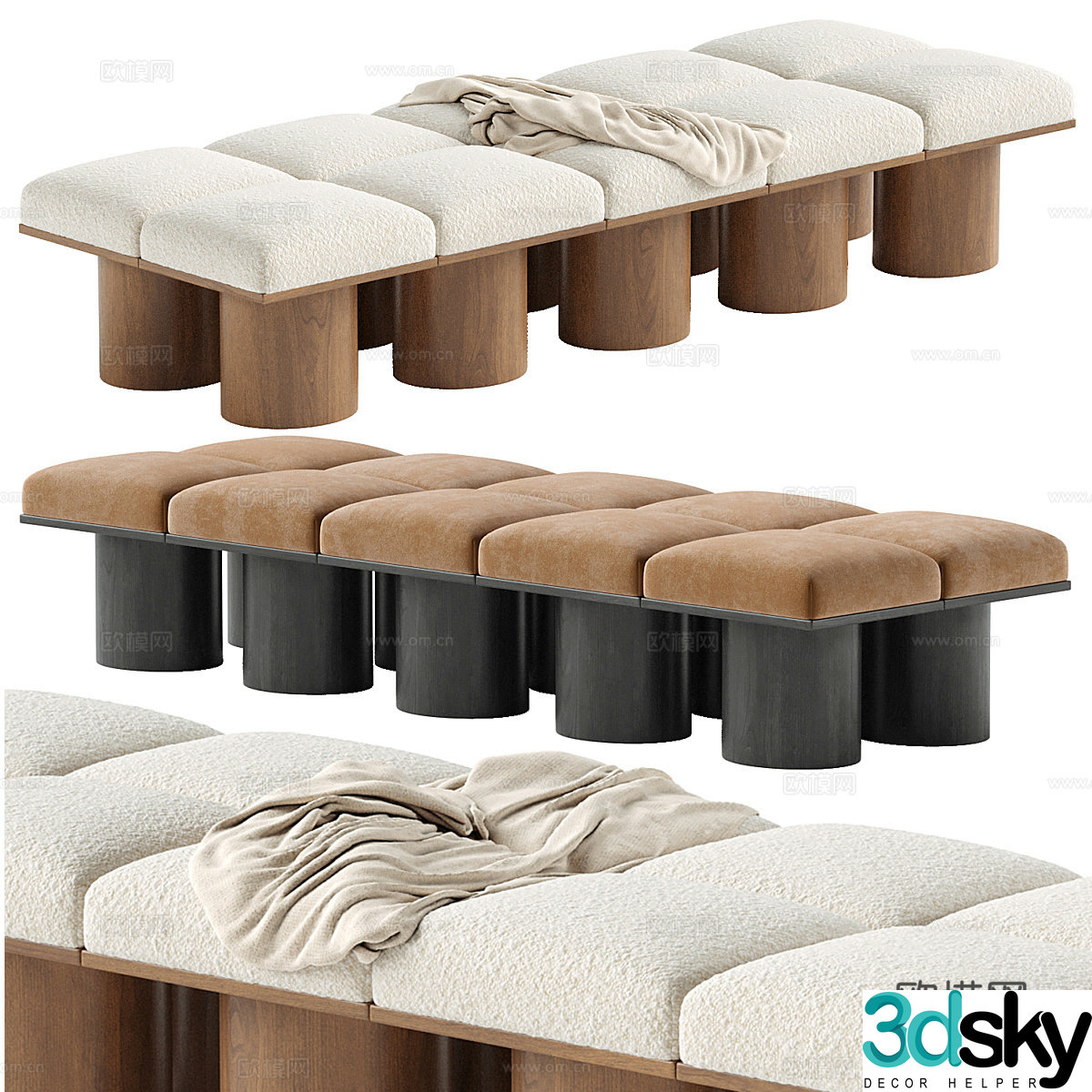 gazebo bench bench stool 3d model