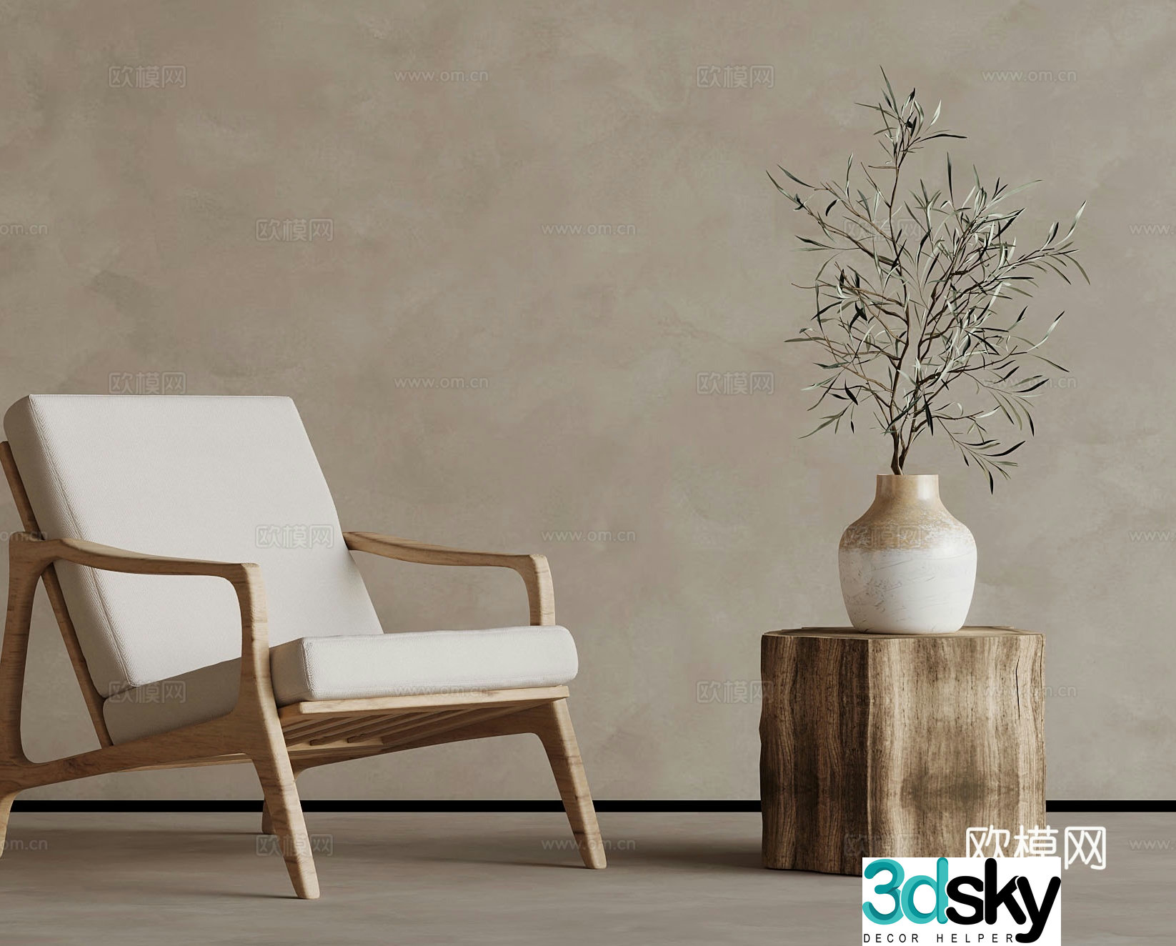 Wabi Sabi leisure chair sofa chair 3d model