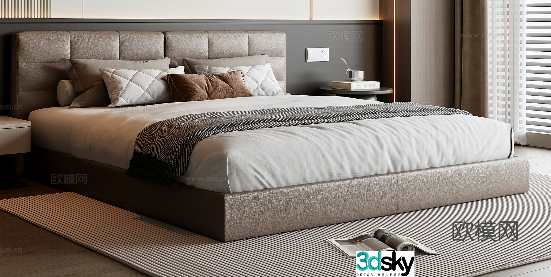 Modern double bed 3d model