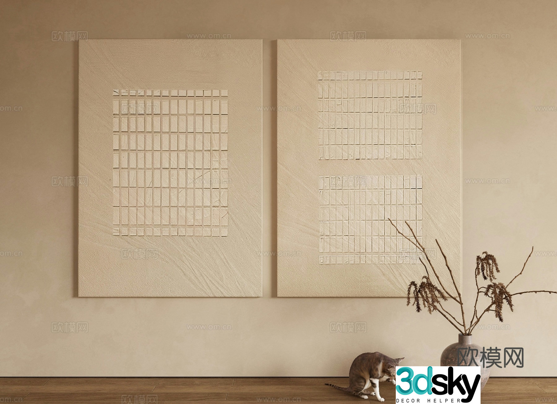 Modern decorative painting texture painting hanging painting 3d model