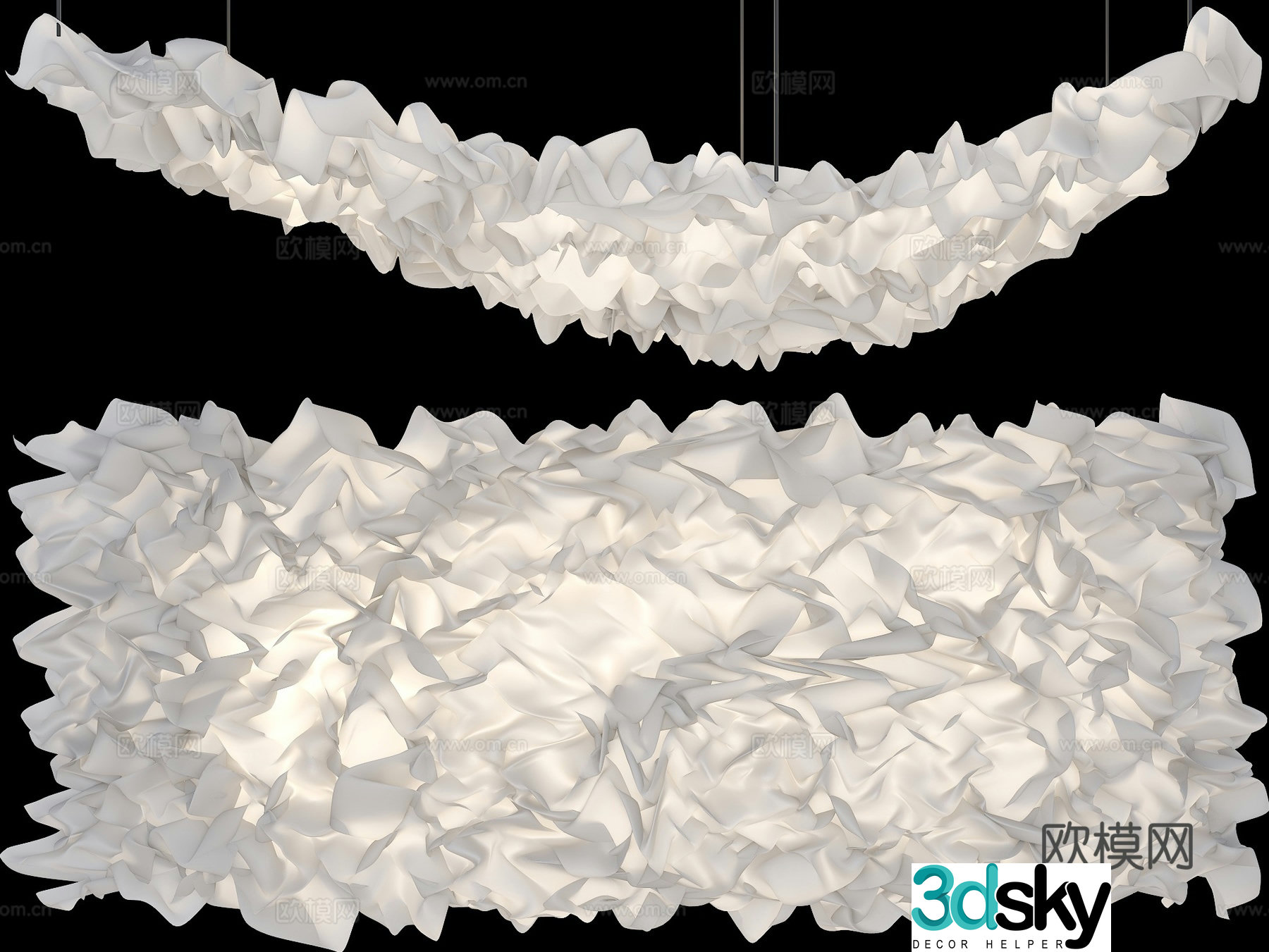 Pleated fabric ceiling wedding ceiling ceiling 3d model