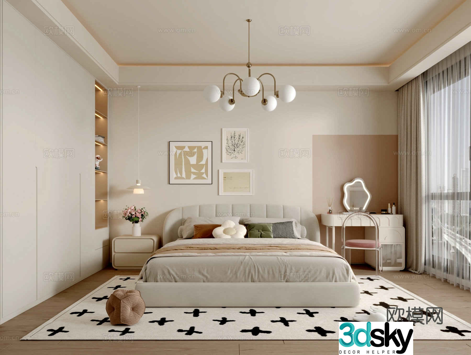 Cream style bedroom master bedroom 3d model