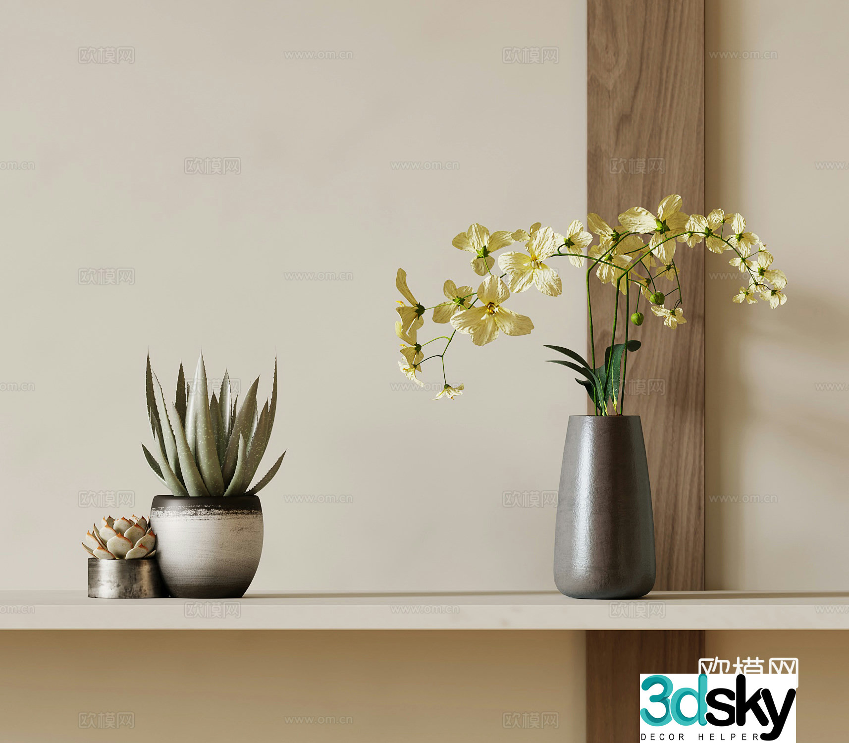 Modern flowerpots green plants succulent potted plants desktop potted plants 3D model