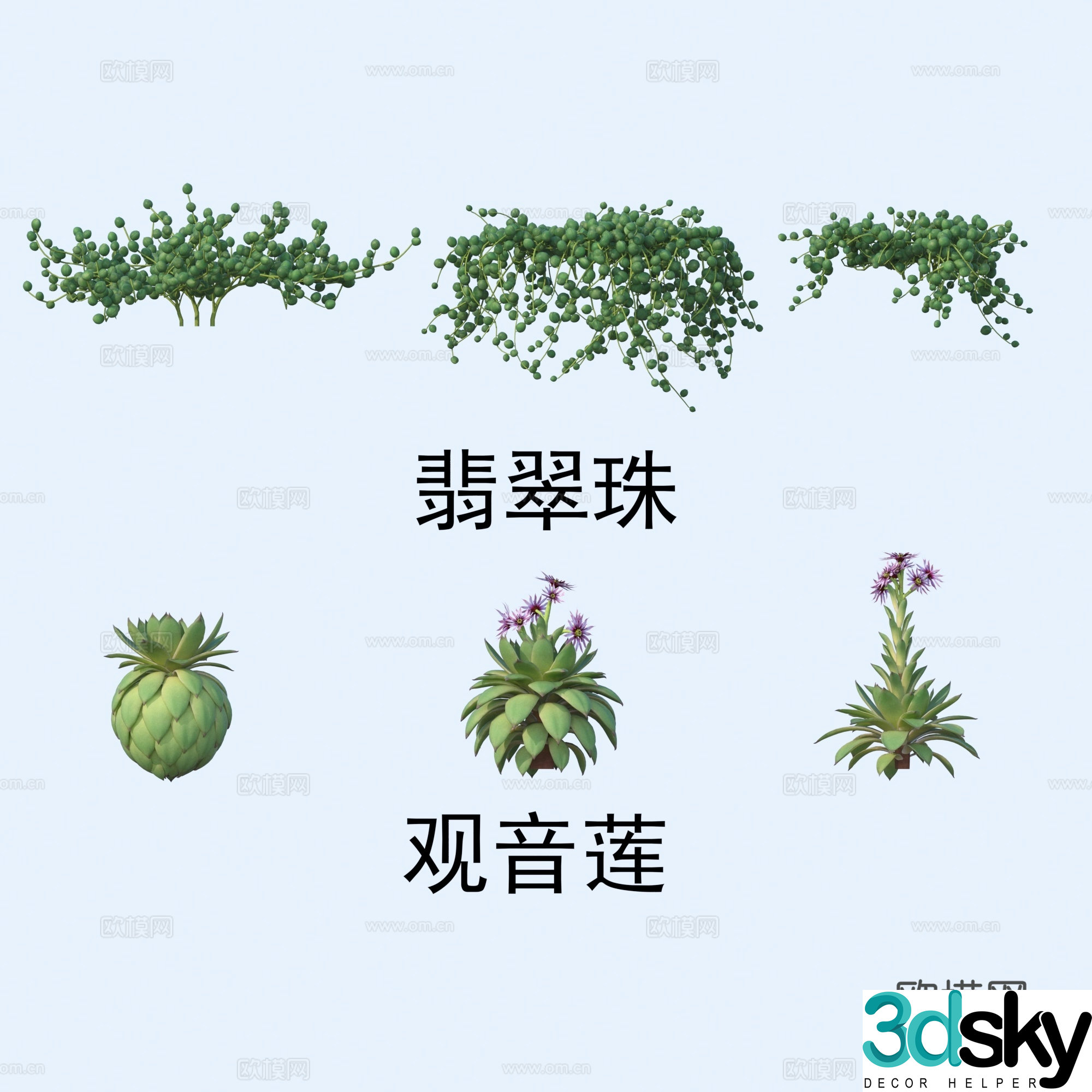 Plants flowers jade beads Guanyin lotus 3d model