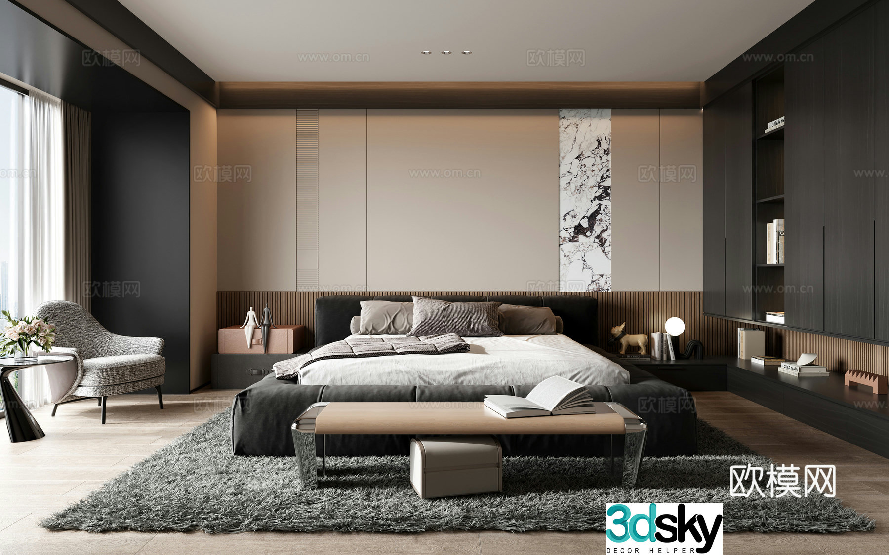 Italian style bedroom master bedroom 3d model
