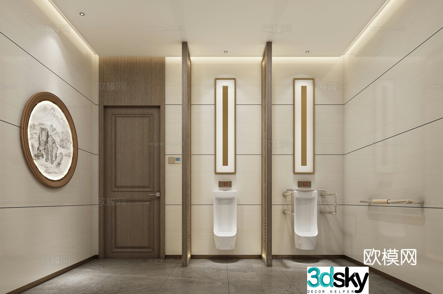 New Chinese style public restroom 3d model