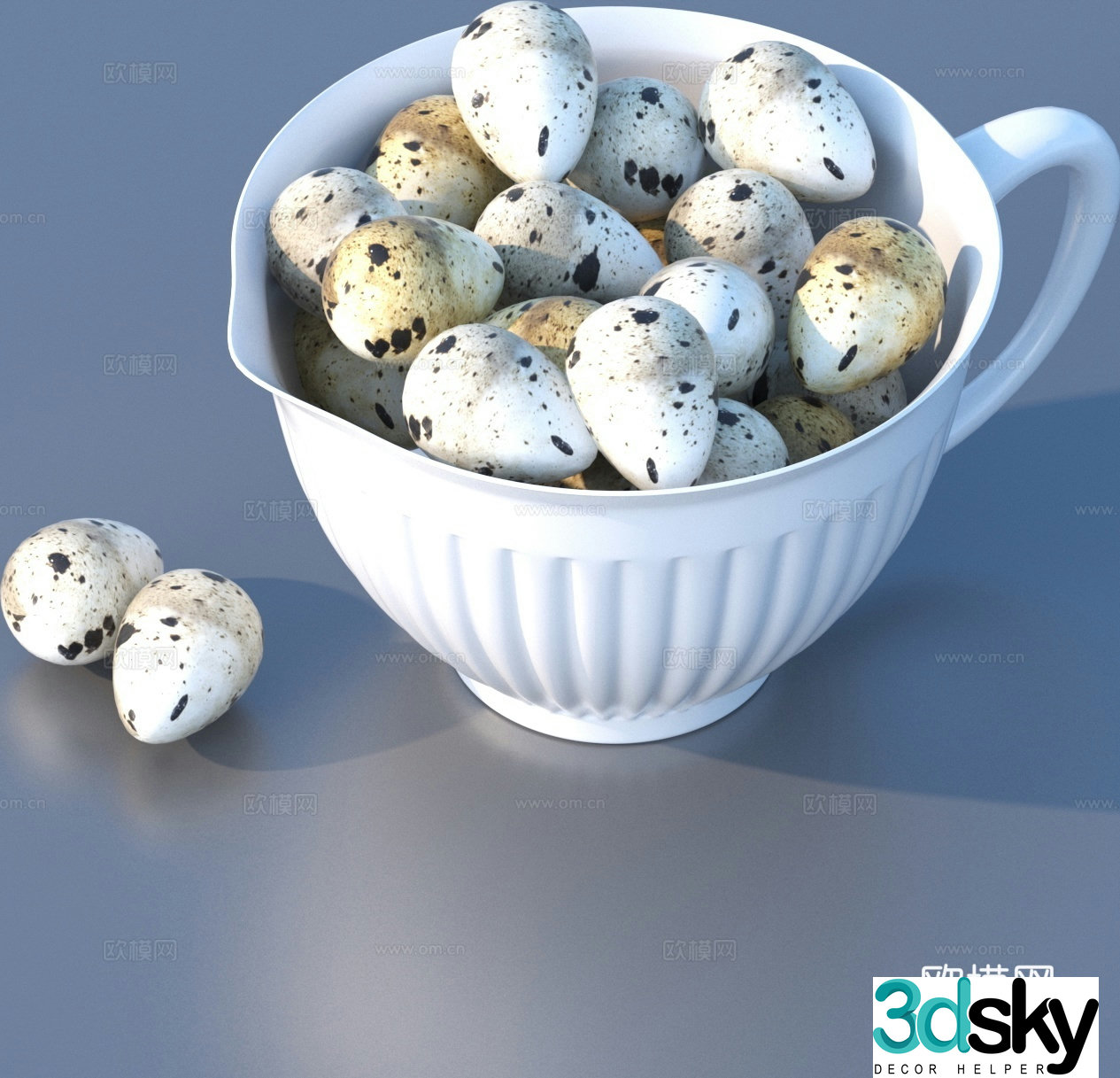 quail eggs food ingredient 3d model